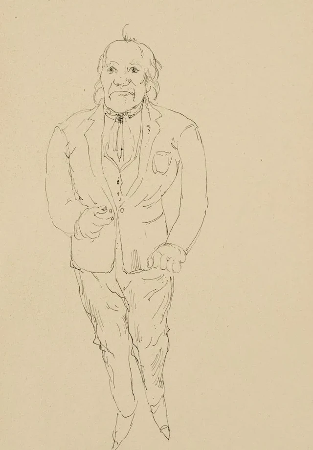 Unknown (20th), A man in a suit, Indian ink Unknown (20th century):