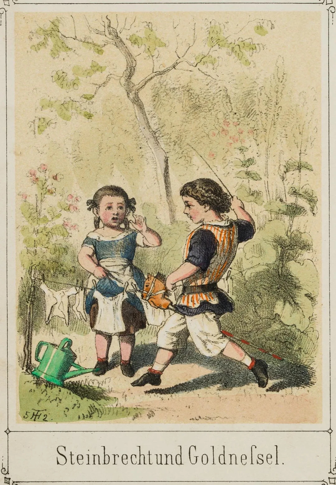 T. HOSEMANN (1807–1875), Playing in the Garden, Stonecrop and Golden