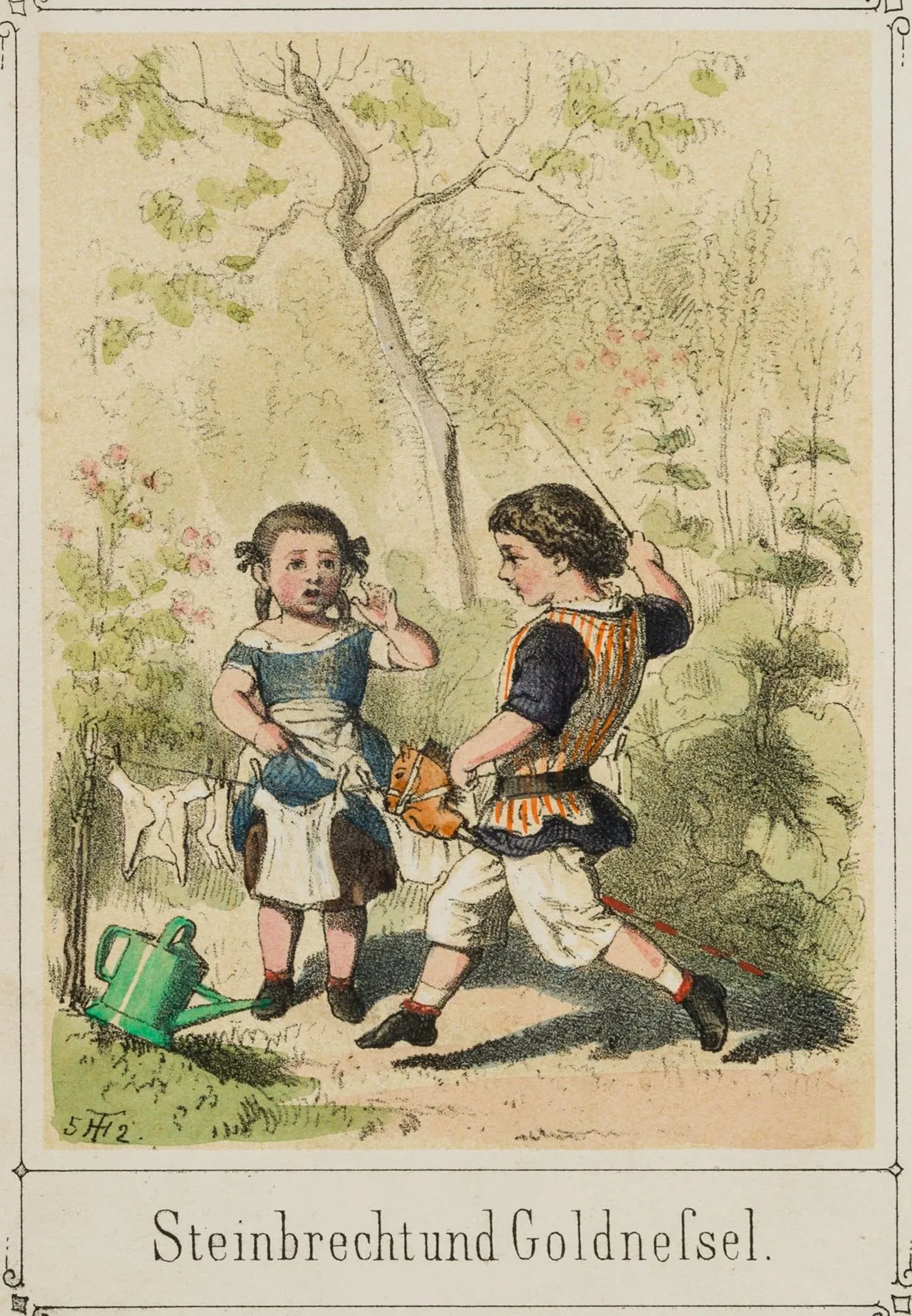 T. HOSEMANN (1807–1875), Playing in the Garden, Stonecrop and Golden
