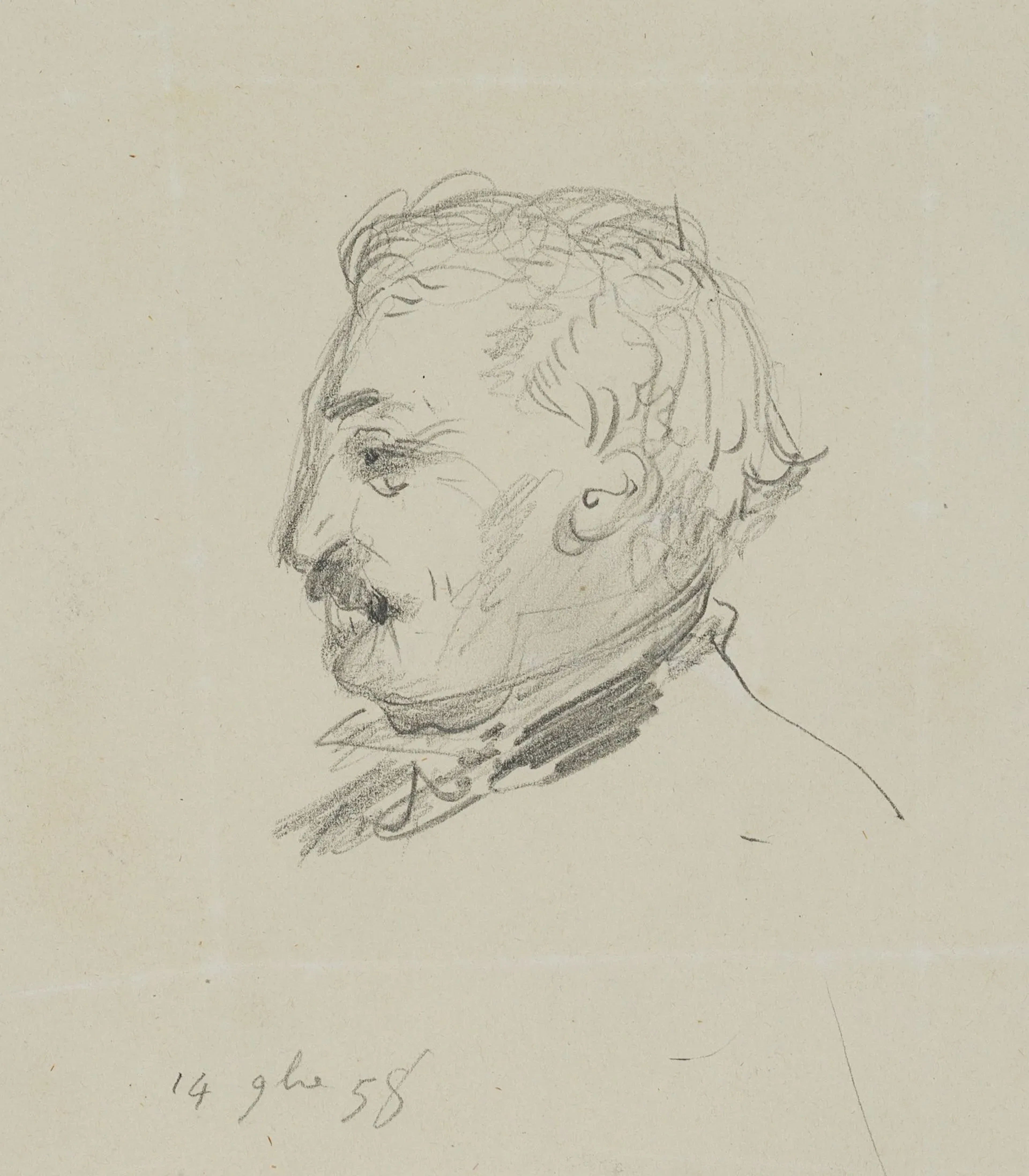 H. MONNIER (1805–1877), Portrait of a man in profile with a mustache