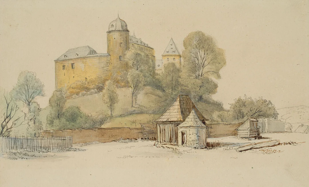 L. FRIEDRICH (*1827), Mylau Imperial Palace in the Vogtland region