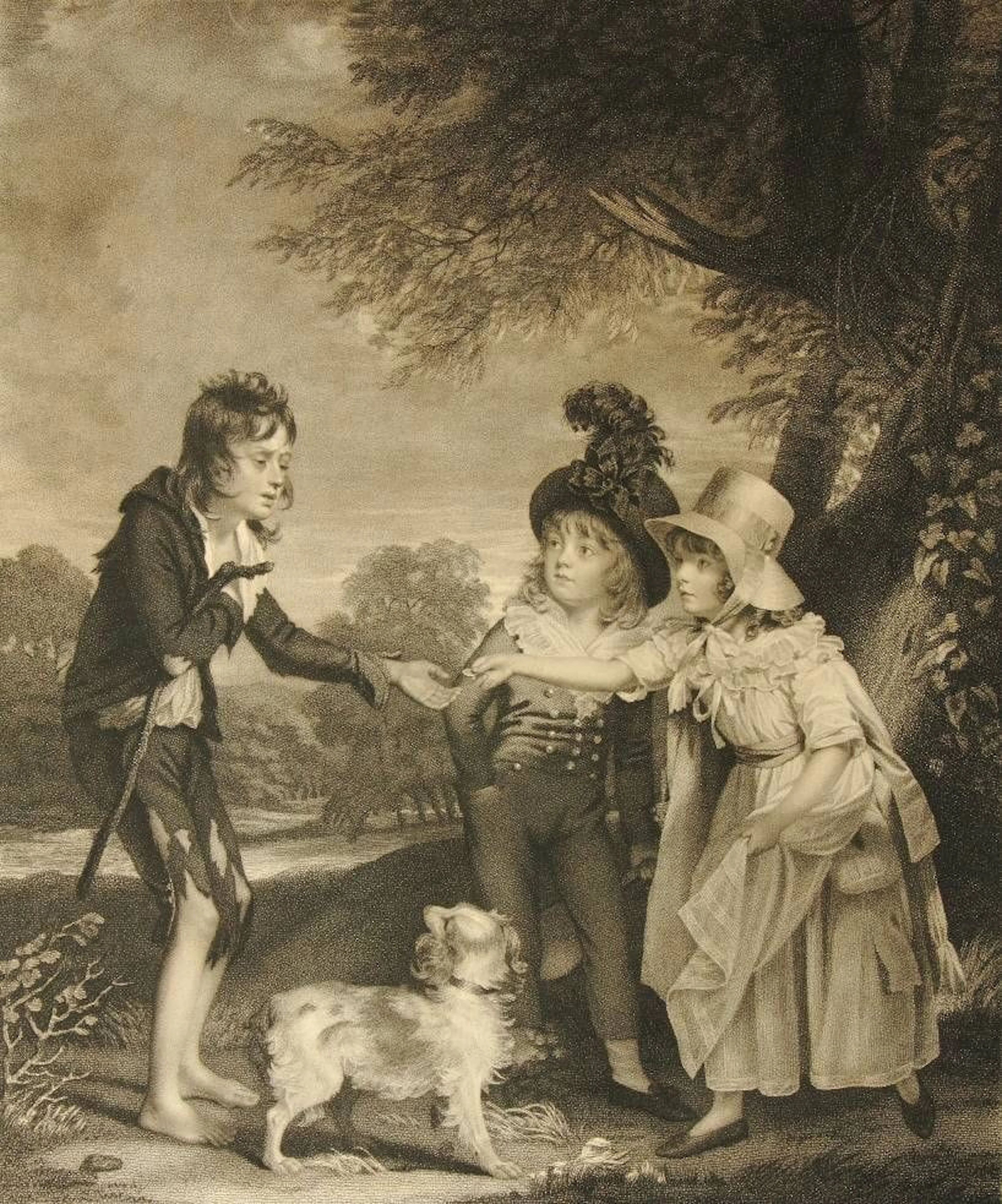 C. WILKIN (1750–1814), Children Help Street Urchins, Etching Charles