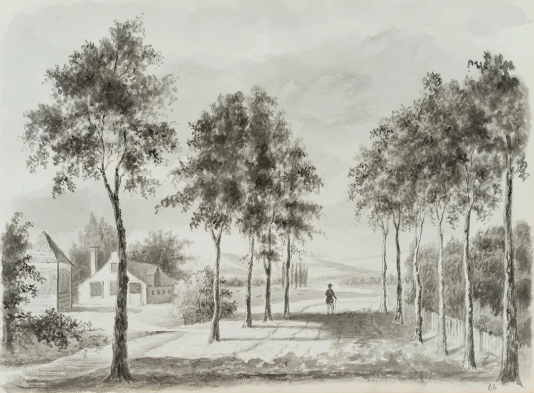 Unknown (19th century), Walkers on a Tree-Lined Avenue in the Rhineland