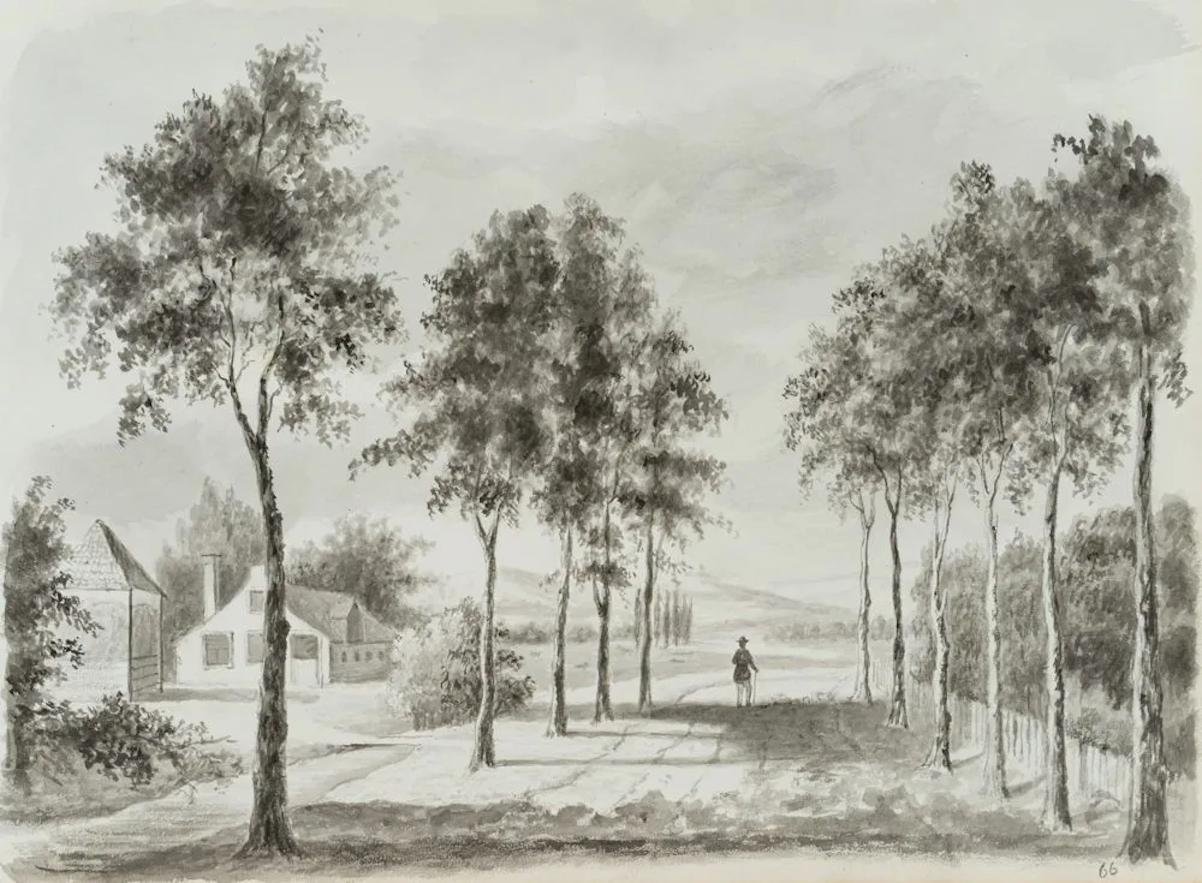 Unknown (19th century), Walkers on a Tree-Lined Avenue in the Rhineland