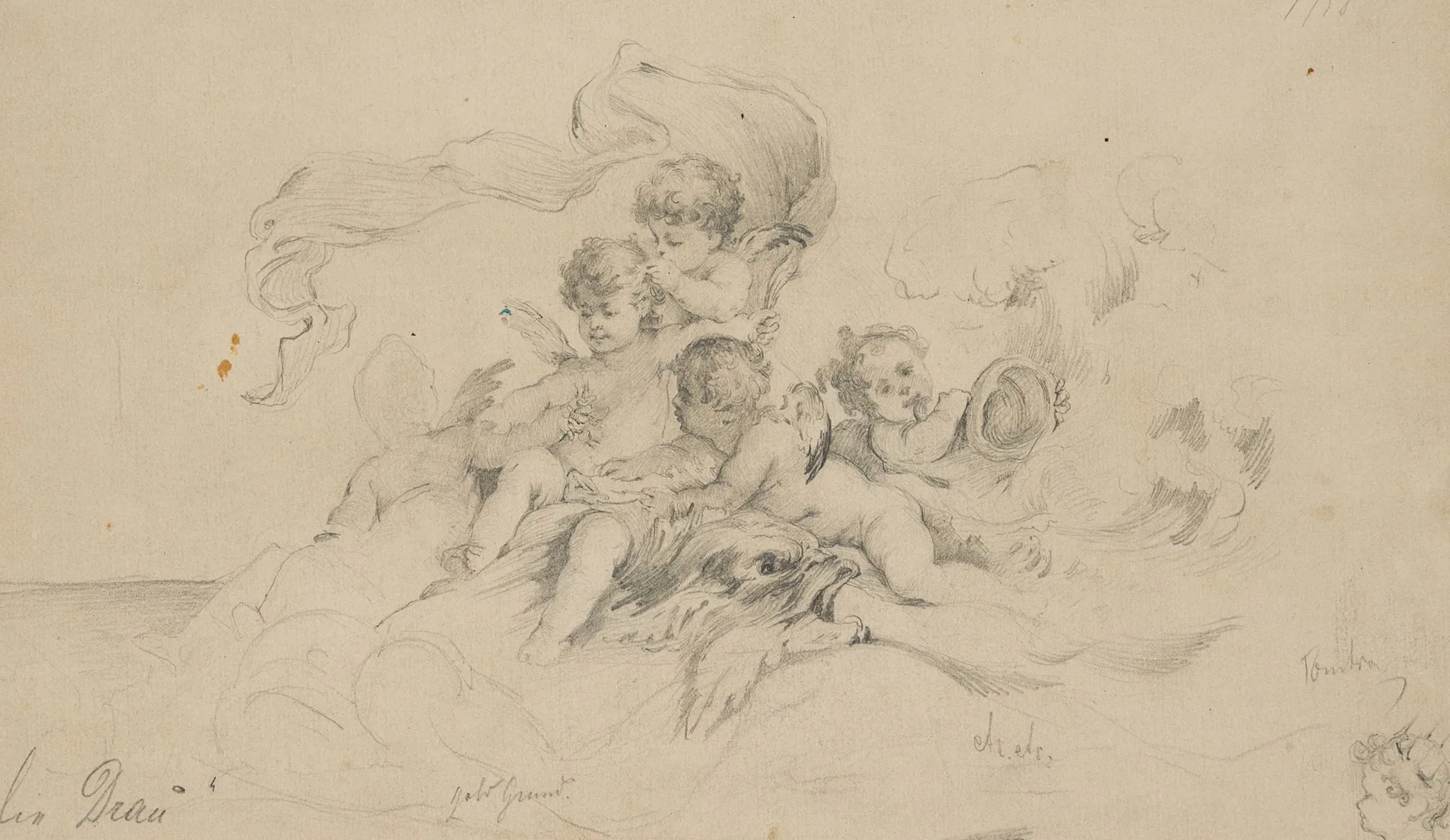 E. KLIMSCH (1839–1896), An Allegory of the River Drau, Pencil Eugen