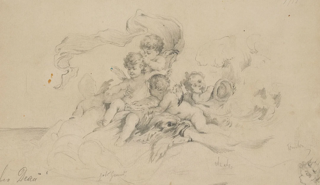 E. KLIMSCH (1839–1896), An Allegory of the River Drau, Pencil Eugen