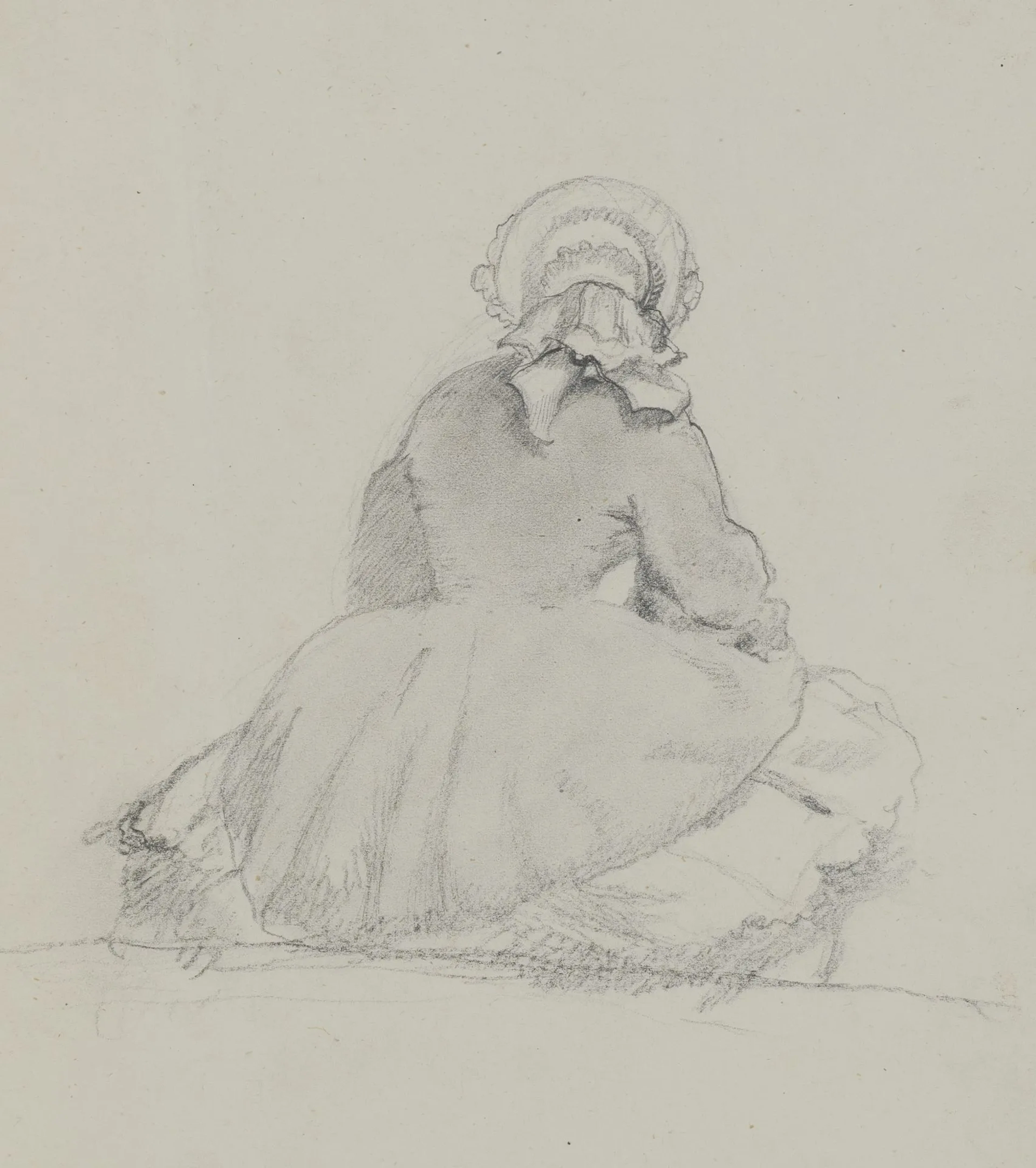 A. VIOLLET-LE-DUC (*1817), Woman Seated, Seen from Behind, Pencil