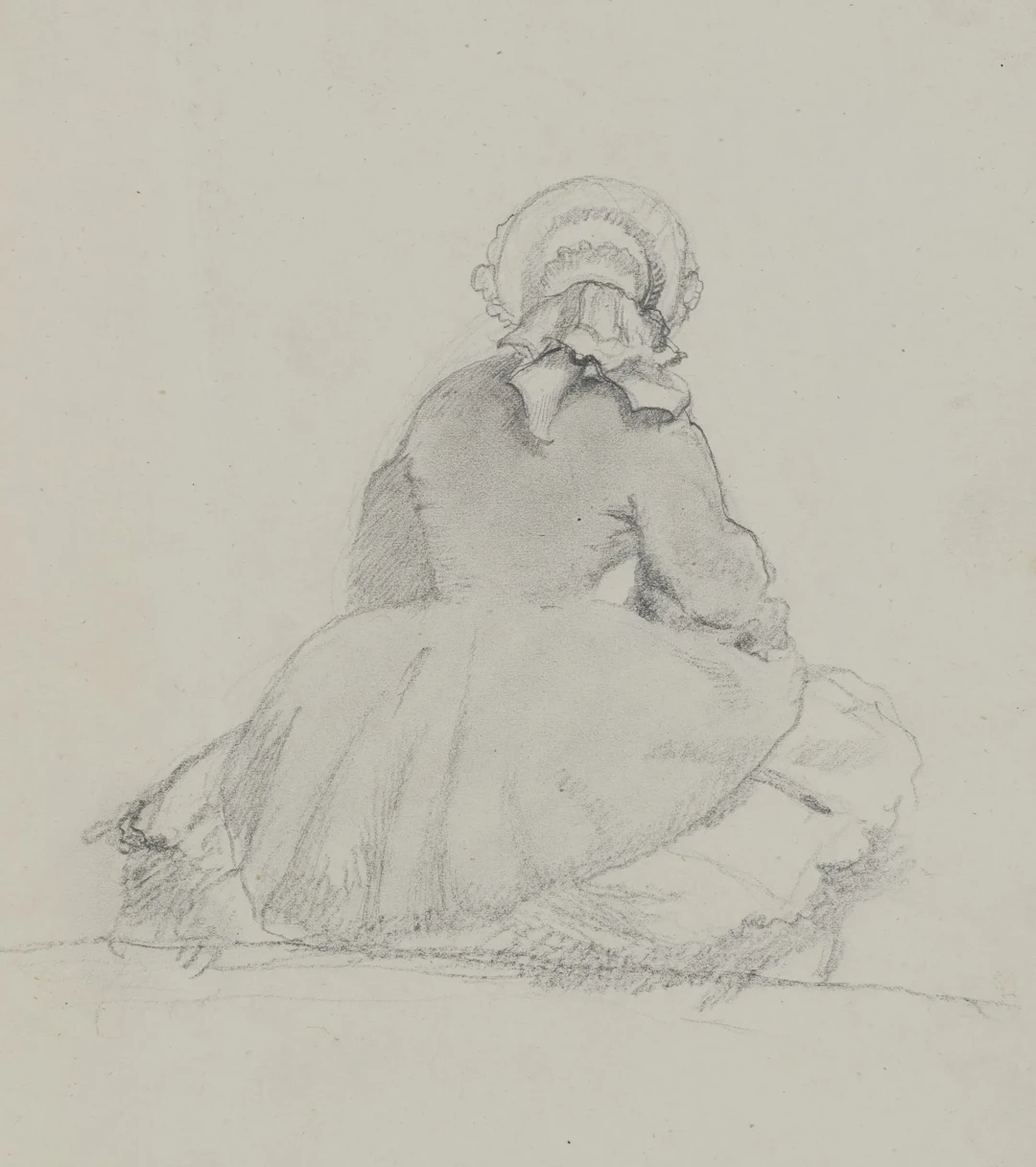 A. VIOLLET-LE-DUC (*1817), Woman Seated, Seen from Behind, Pencil