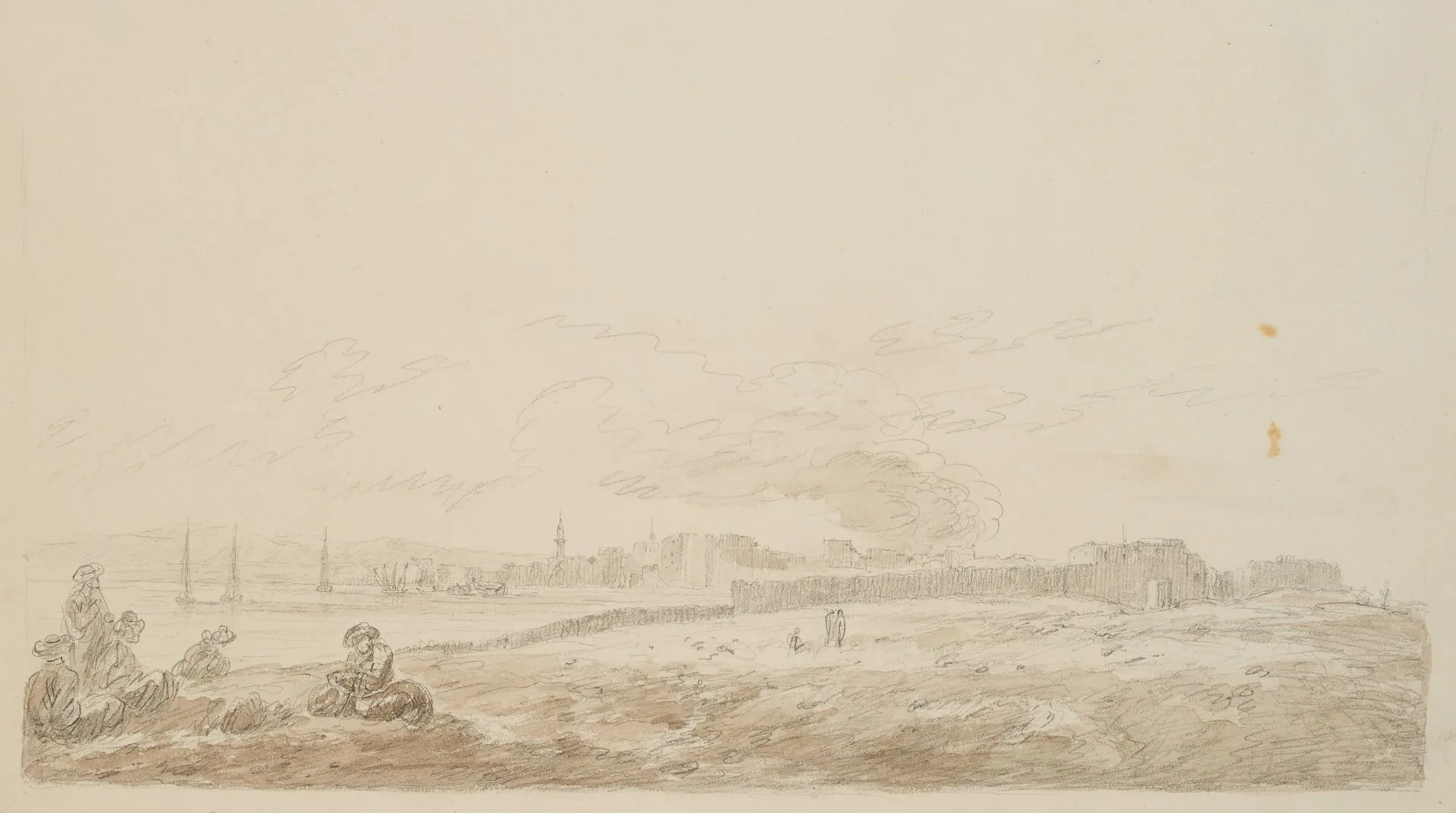 I. DUVIVIER (1758–1832), Suez and the Red Sea, brush drawing Ignace