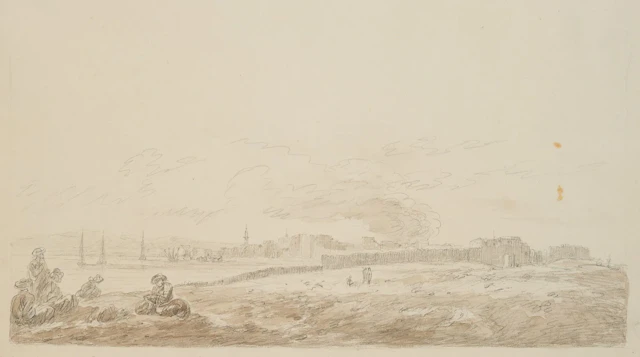 I. DUVIVIER (1758–1832), Suez and the Red Sea, brush drawing Ignace