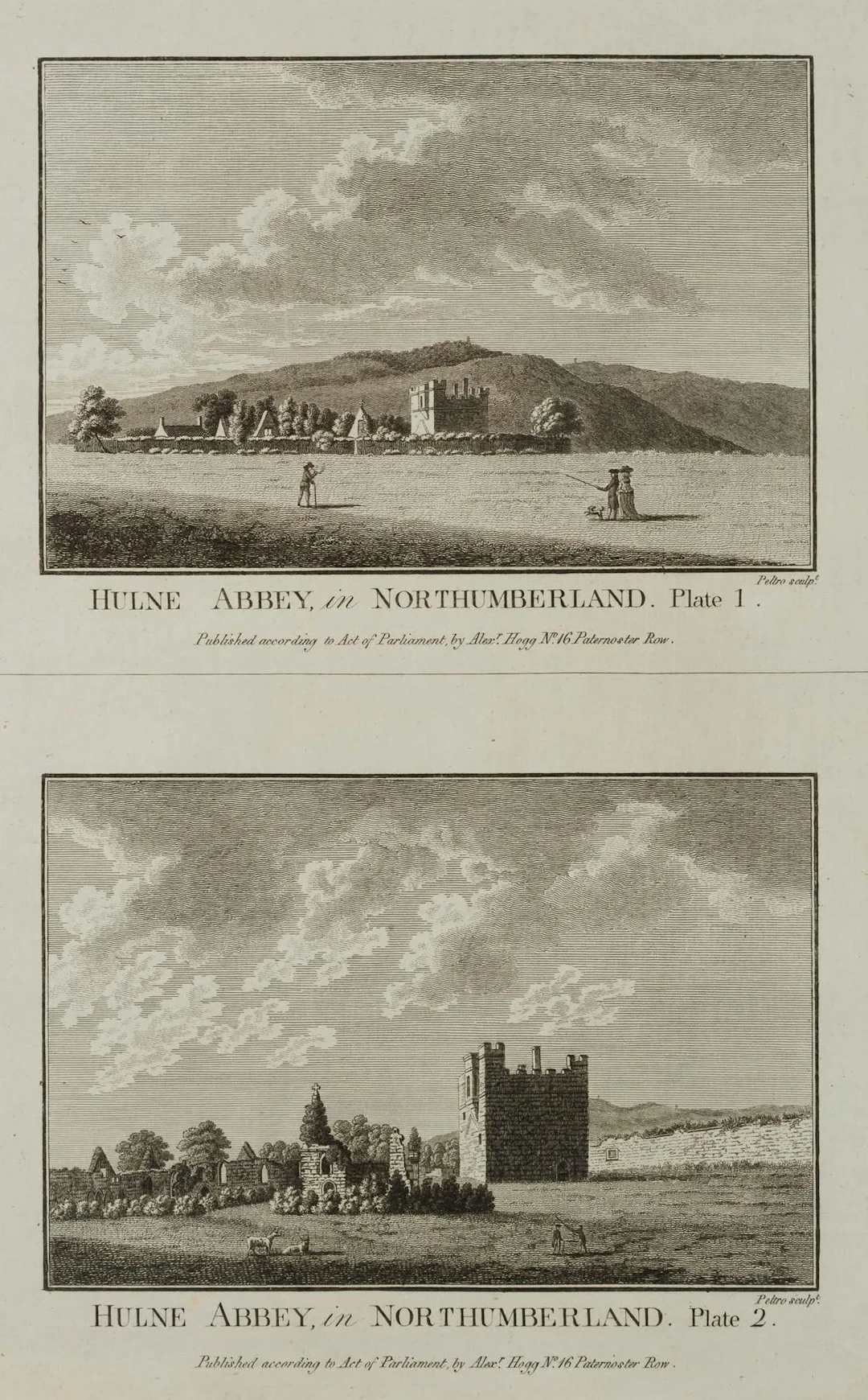 J. PELTRO (1760–1808), Hulne Abbey, Northumberland, Etching John Peltro