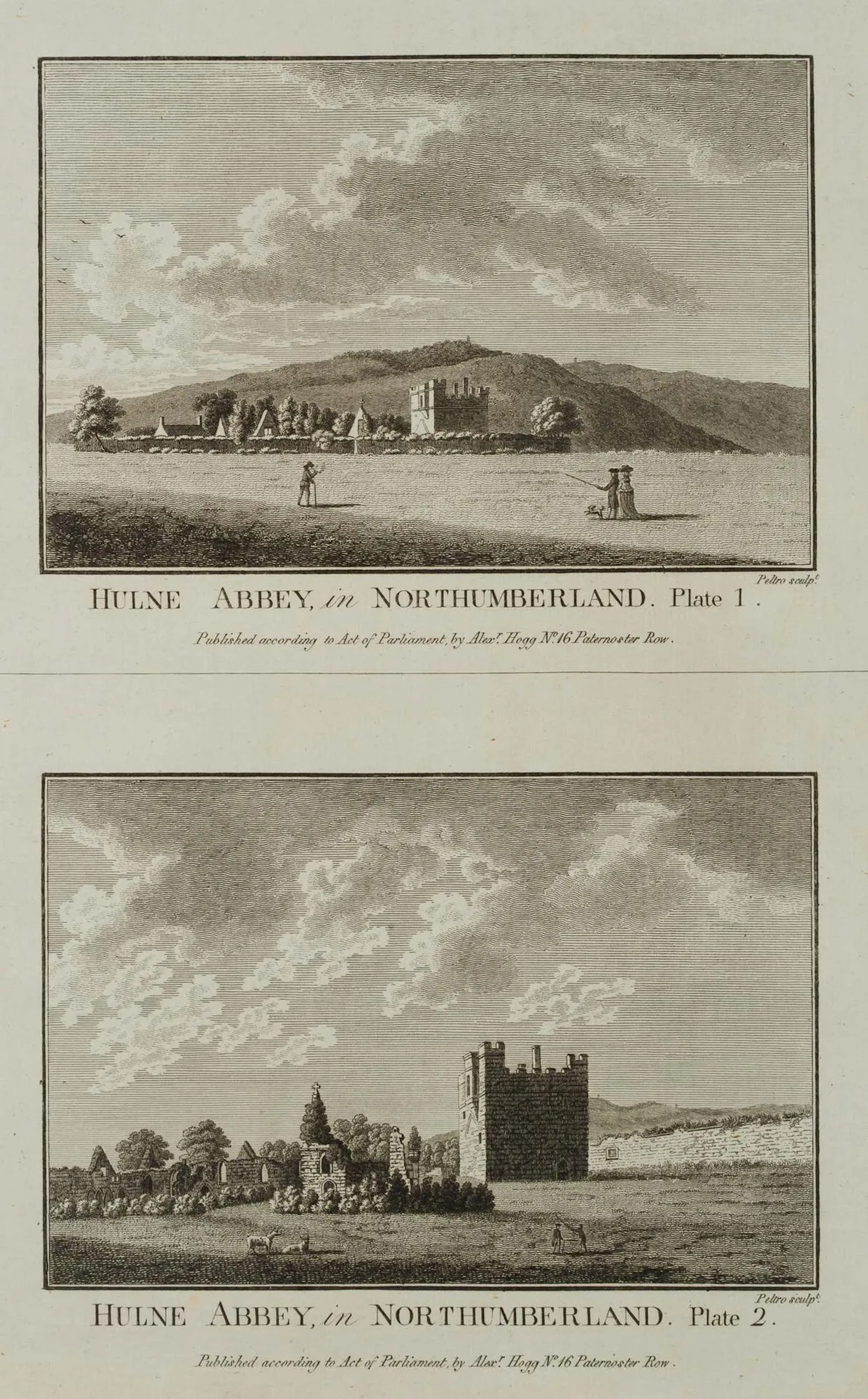 J. PELTRO (1760–1808), Hulne Abbey, Northumberland, Etching John Peltro
