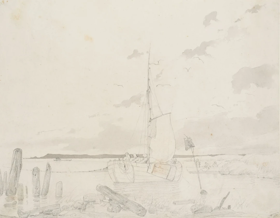 Unknown (19th century), Boats on the Shore, around 1840, Pencil Unknown