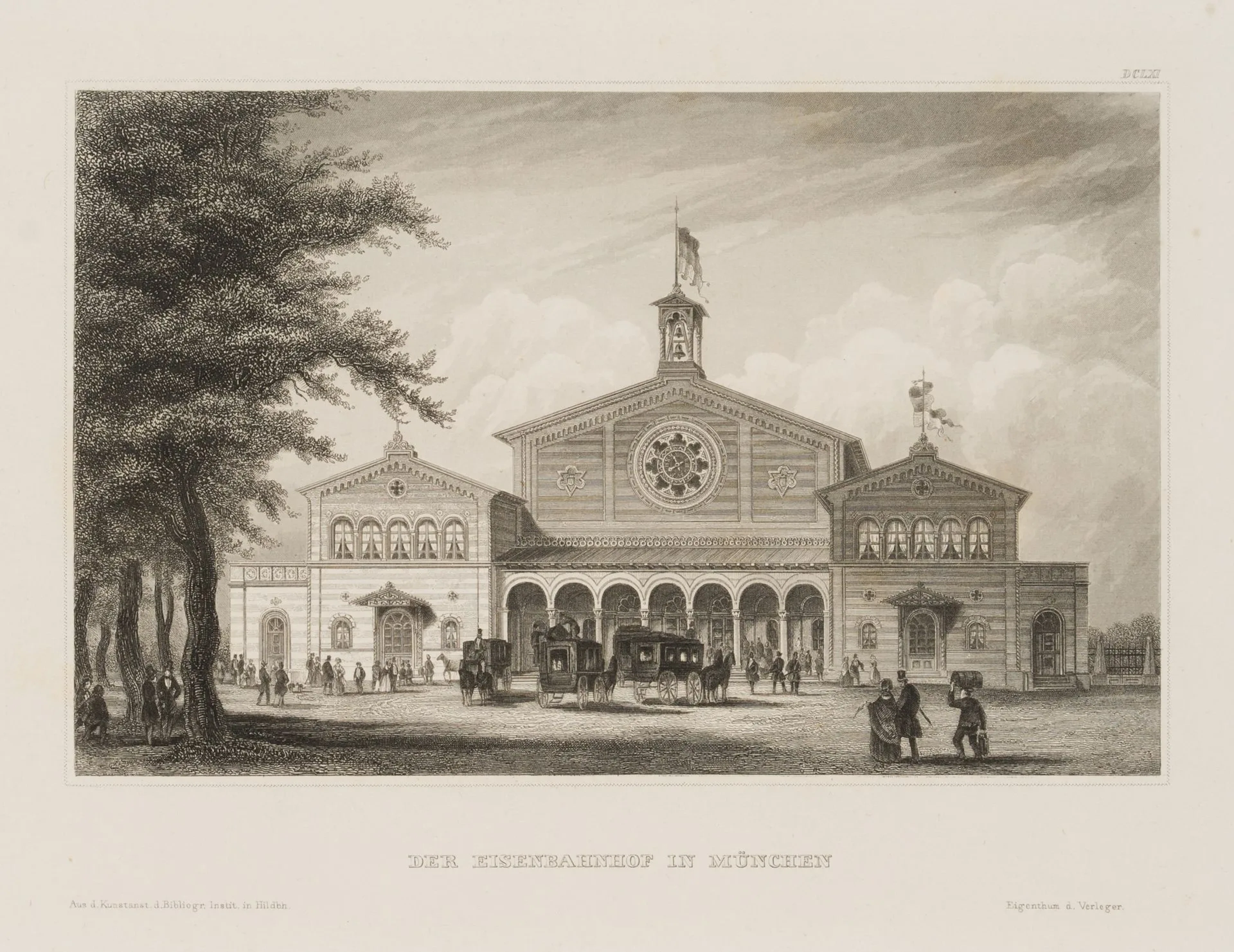 Unknown (19th), New Central Station in Munich, around 1850, Steel