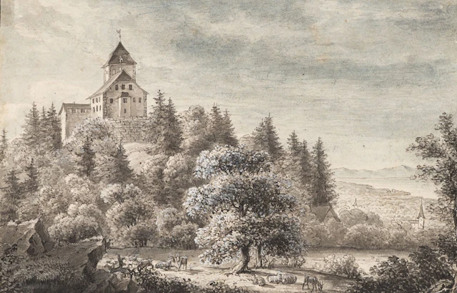 Unknown (19th), Sulzberg Castle, Mötteli Castle, Pen drawing Unknown