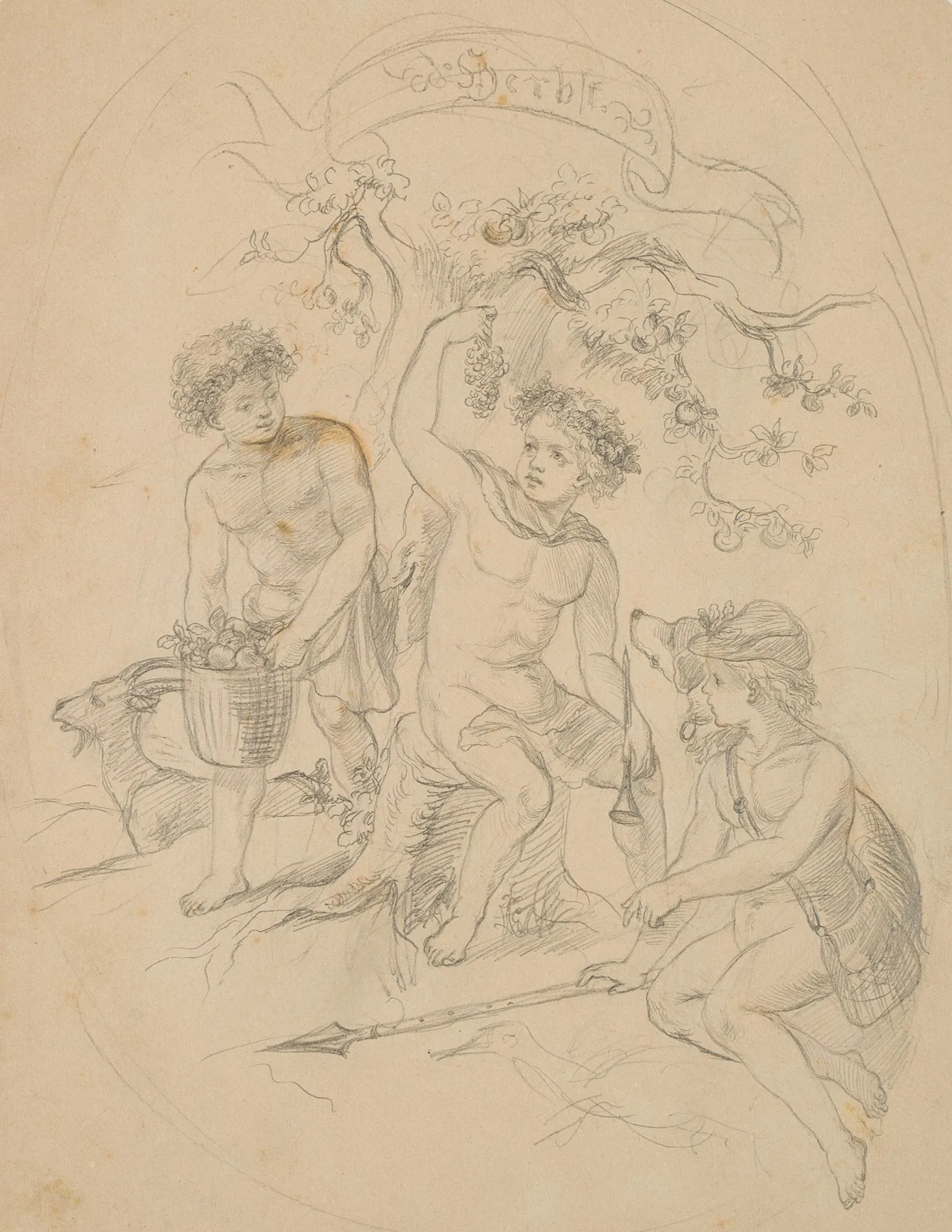 G. MÜLLER (1827–1922), An Allegory of Autumn, Pencil Gustav Otto Müller