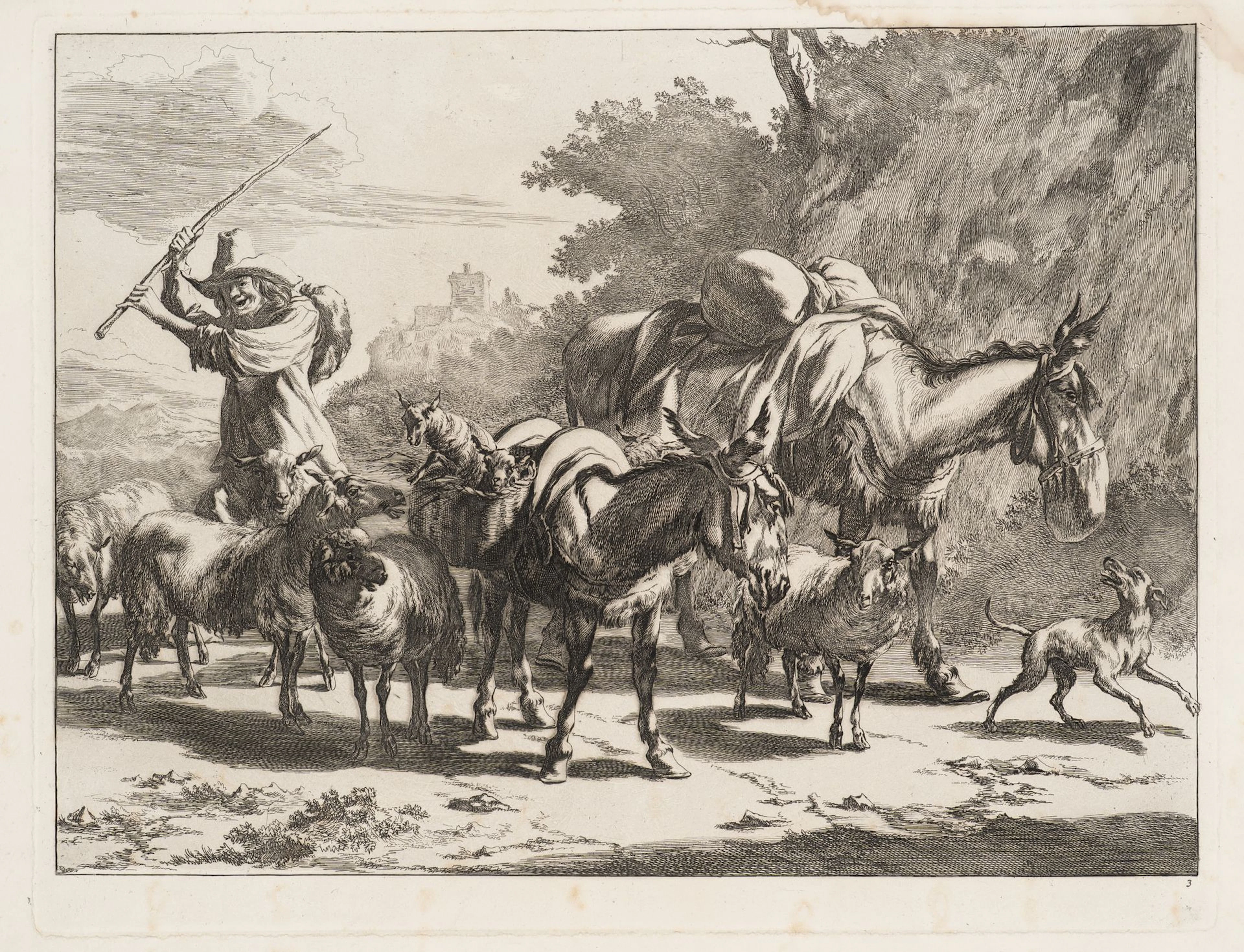 J. VISSCHER (*1633) after BERCHEM (*1620), A Shepherd with His Flock
