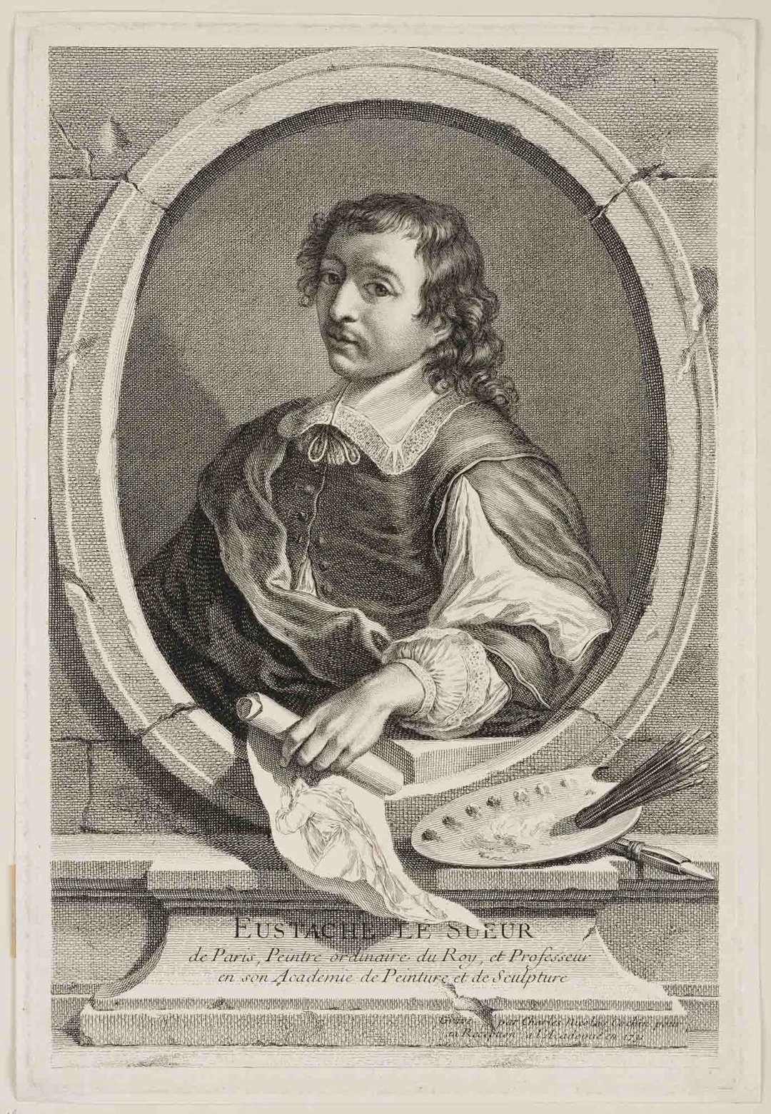 After COCHIN (*1688), Portrait of Eustache Le Sueur, 1731, Copper