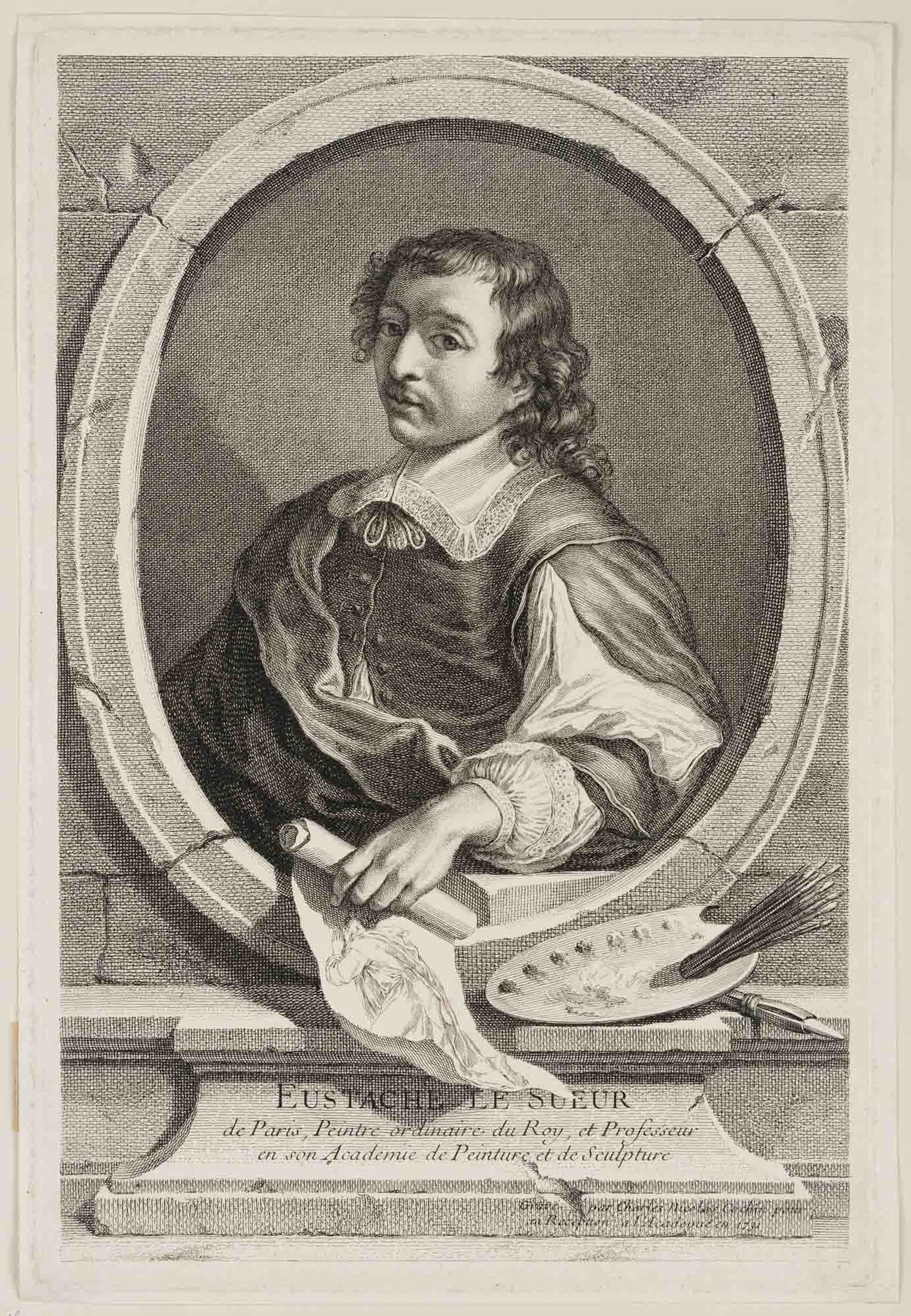 After COCHIN (*1688), Portrait of Eustache Le Sueur, 1731, Copper