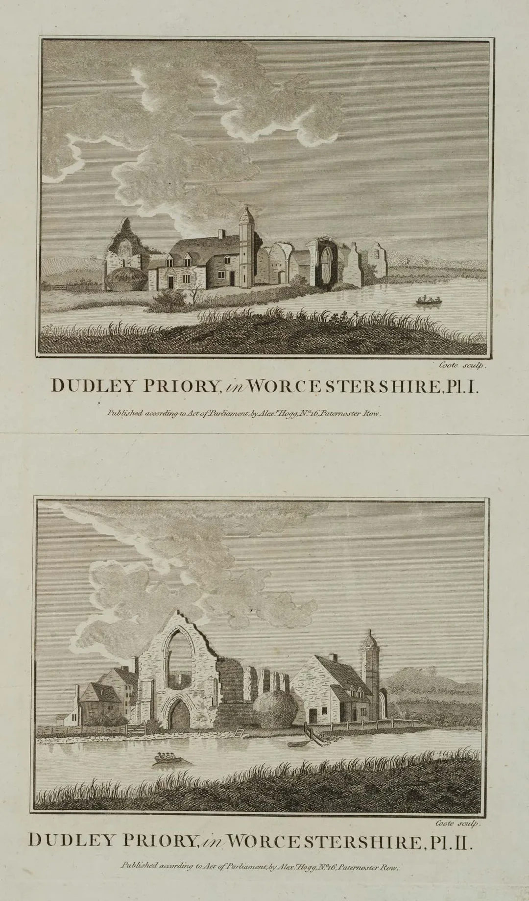 M. COOTE (18th), Dudley Priory, in Worcestershire, Etching M. Coote
