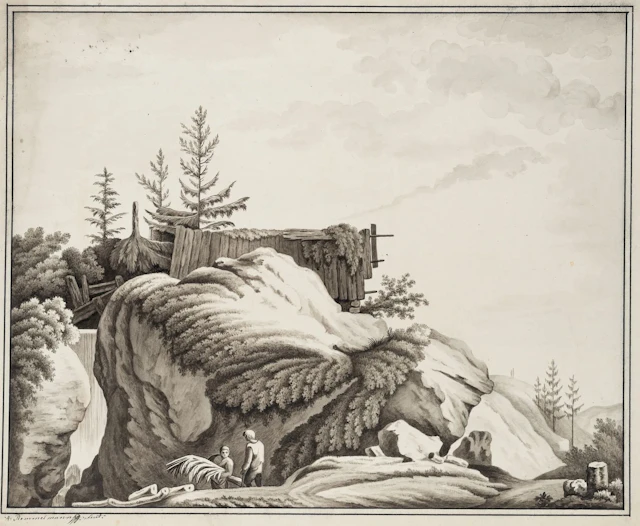 A. REMMELMANN (*1775), Mountain Farmers in a Mountainous Landscape