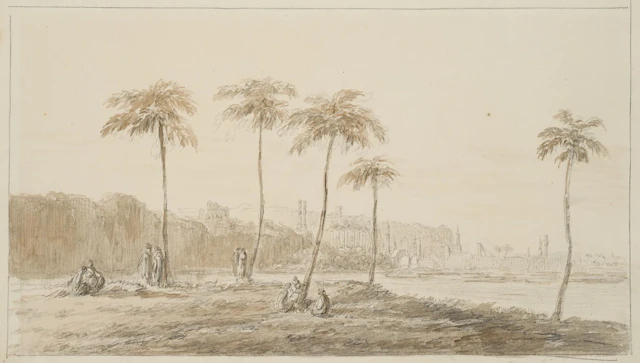 I. DUVIVIER (1758–1832), Cairo with Palm Trees, Indian ink Ignace
