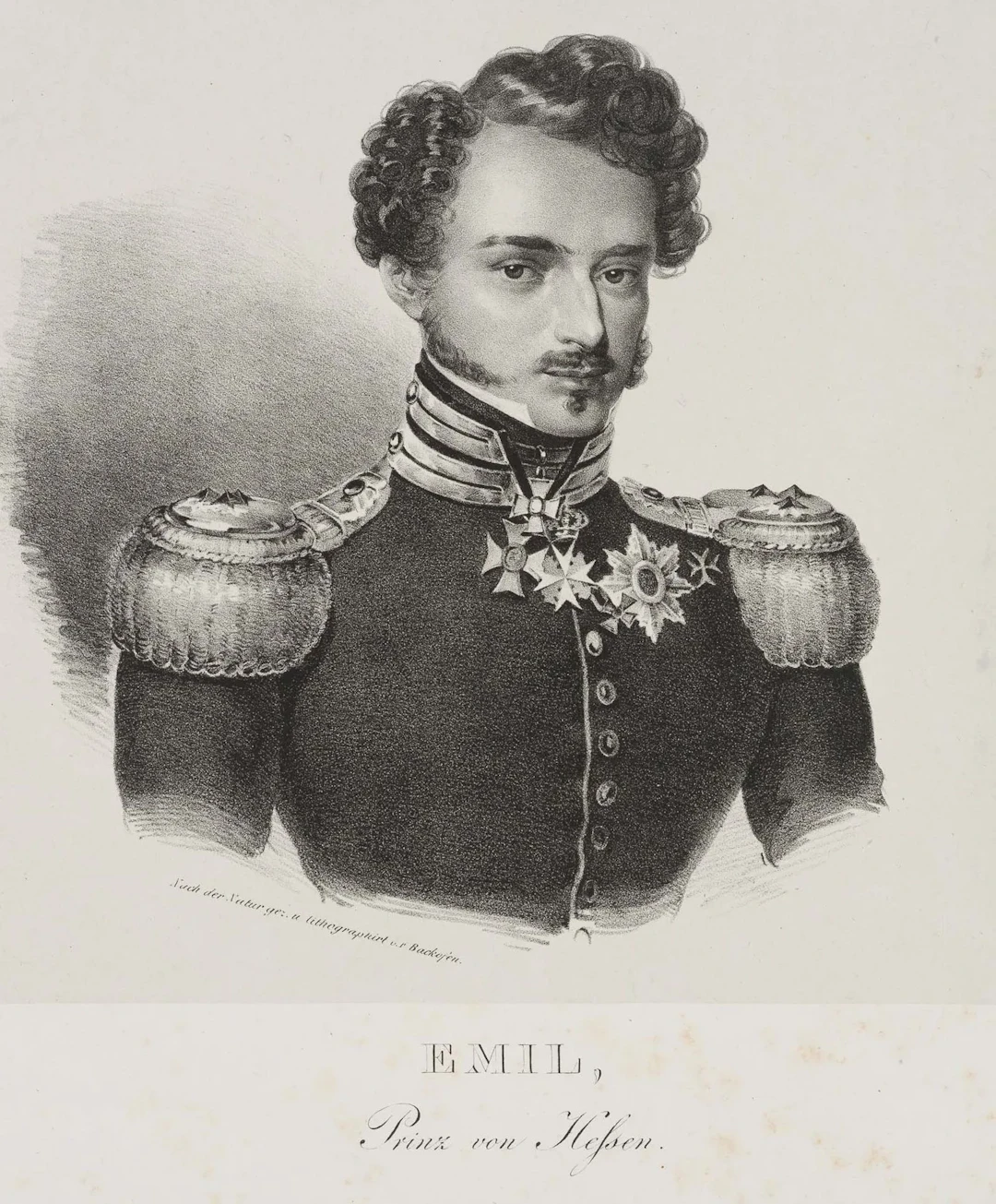 F. BACKOFEN (1806-1881), Emil of Hesse-Darmstadt, around 1820, Lithography