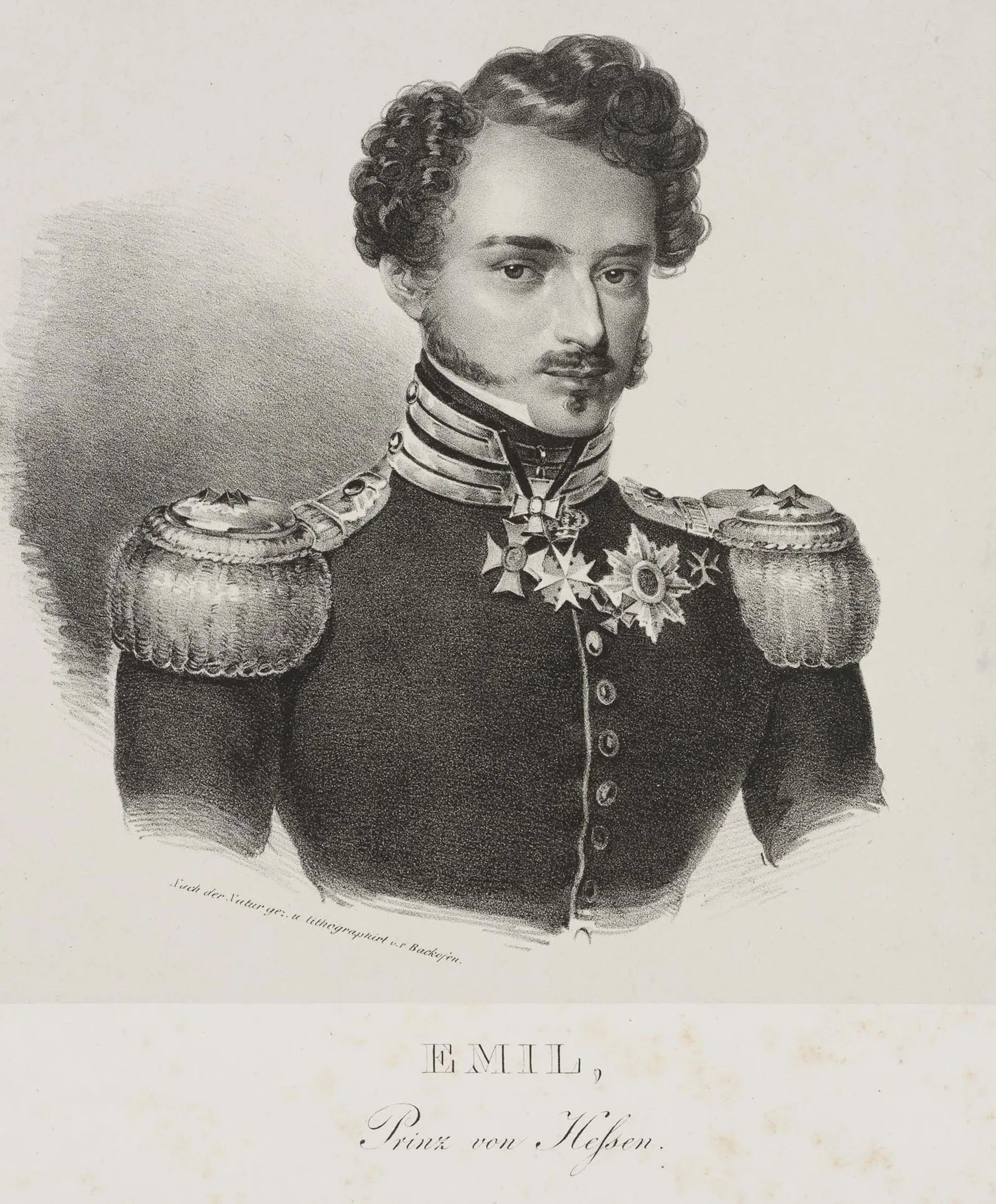 F. BACKOFEN (1806-1881), Emil of Hesse-Darmstadt, around 1820, Lithography