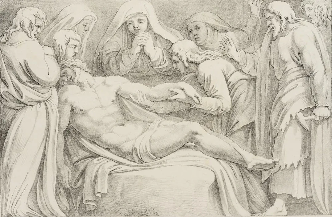 F. PILOTY (*1786) after FRANCO (*1743), The Burial of Christ, Lithograph