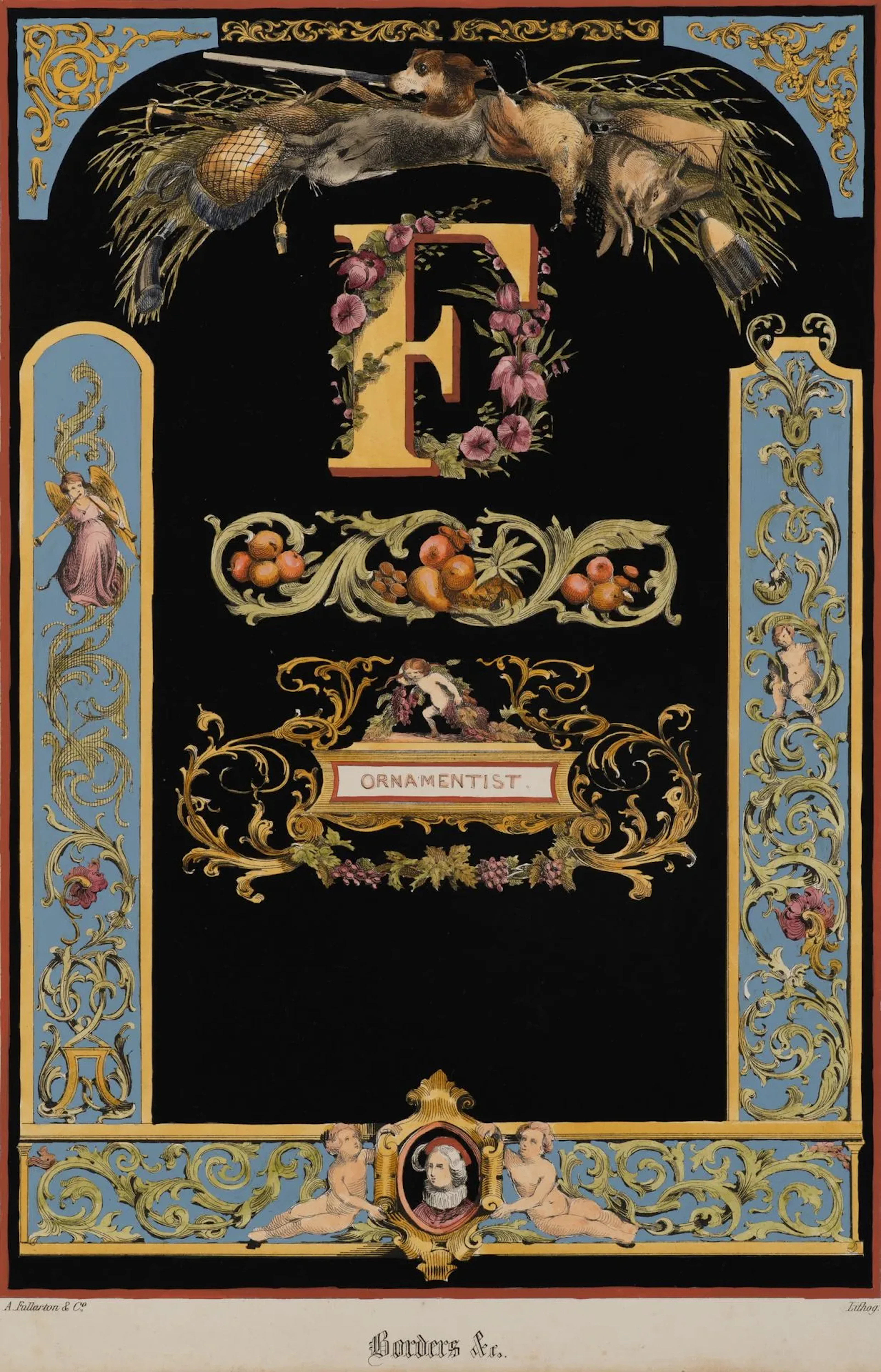A. FULLARTON (19th), Ornate initial “F,” ca. 1870, Lithography A Fullarton