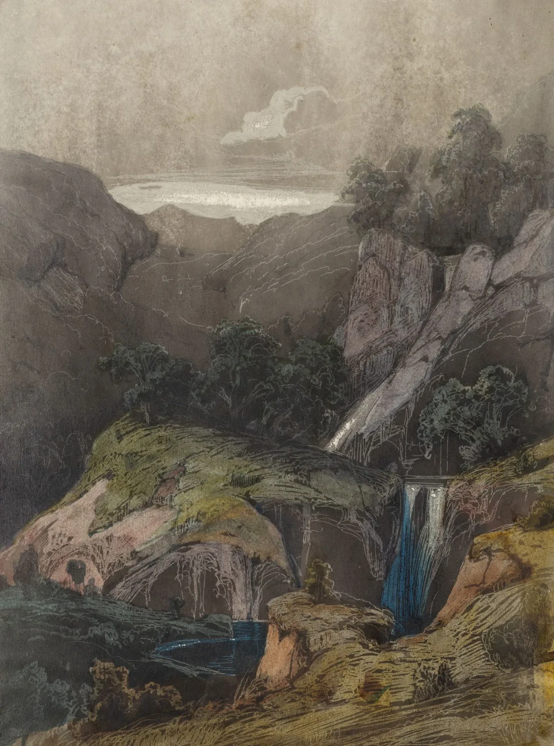 A. WEBER (1817–1873), Experimental landscape painting, ca. 1840, Watercolor