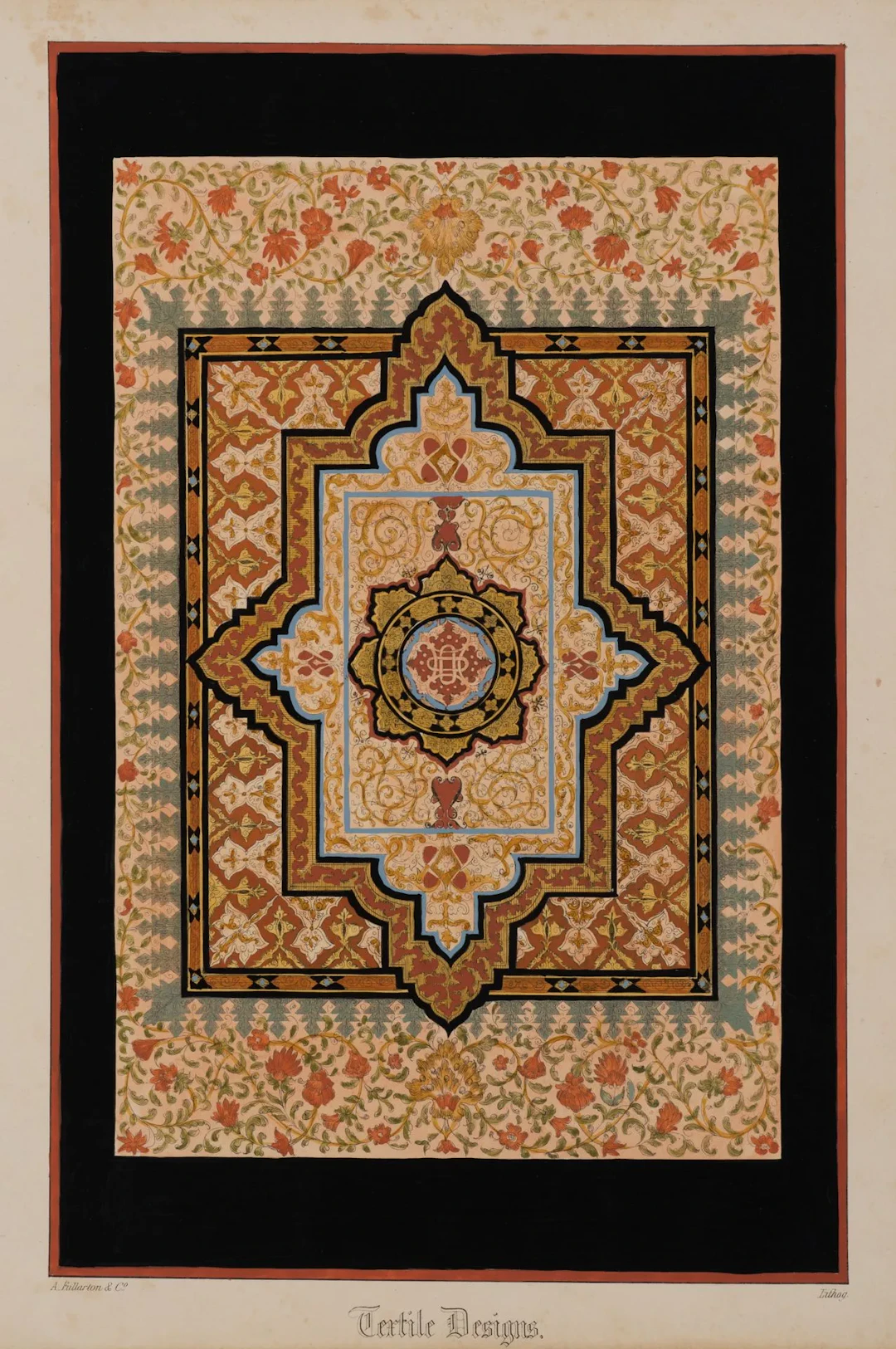 A. FULLARTON (19th), Ornamental textile pattern, Lithography A Fullarton