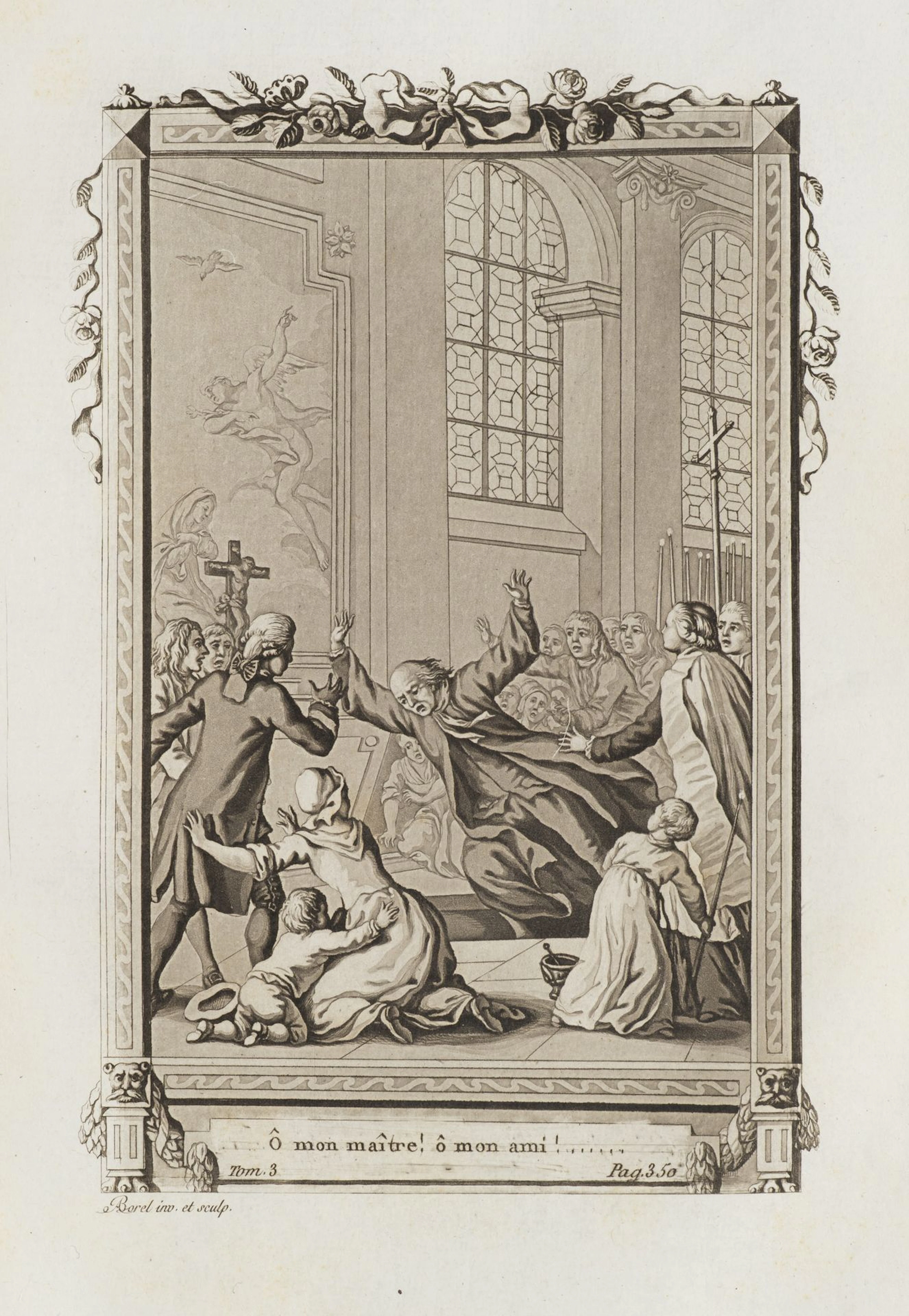 A. BOREL (1743–1810), A Chaotic Scene in a Church, Aquatint Antoine