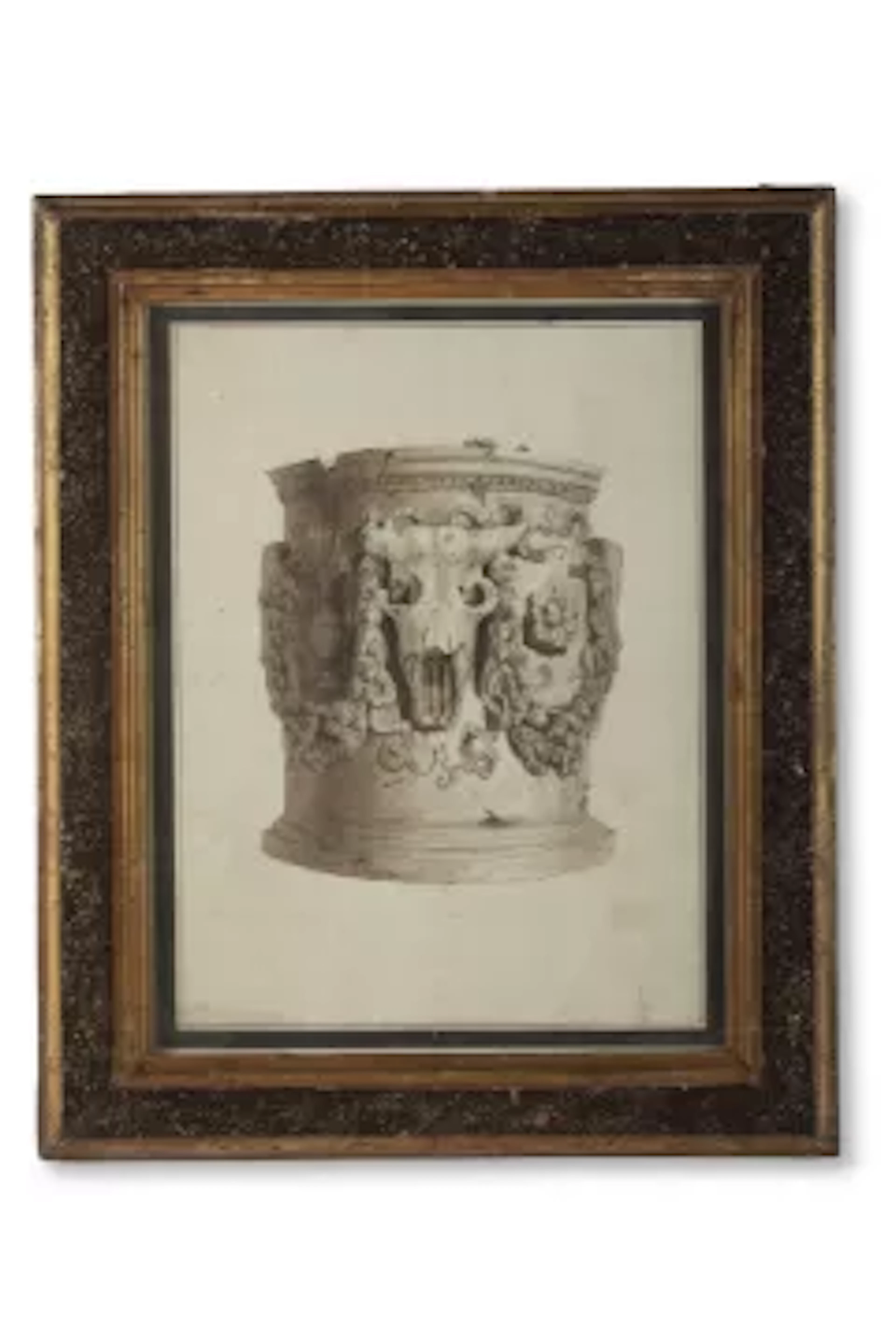 FRENCH SCHOOL, 18TH CENTURY, ROMAN ALTAR WITH GARLANDS AND BUCRANIA