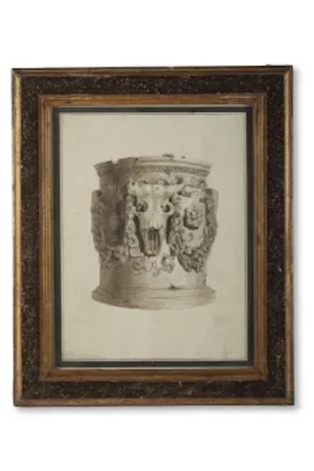 FRENCH SCHOOL, 18TH CENTURY, ROMAN ALTAR WITH GARLANDS AND BUCRANIA