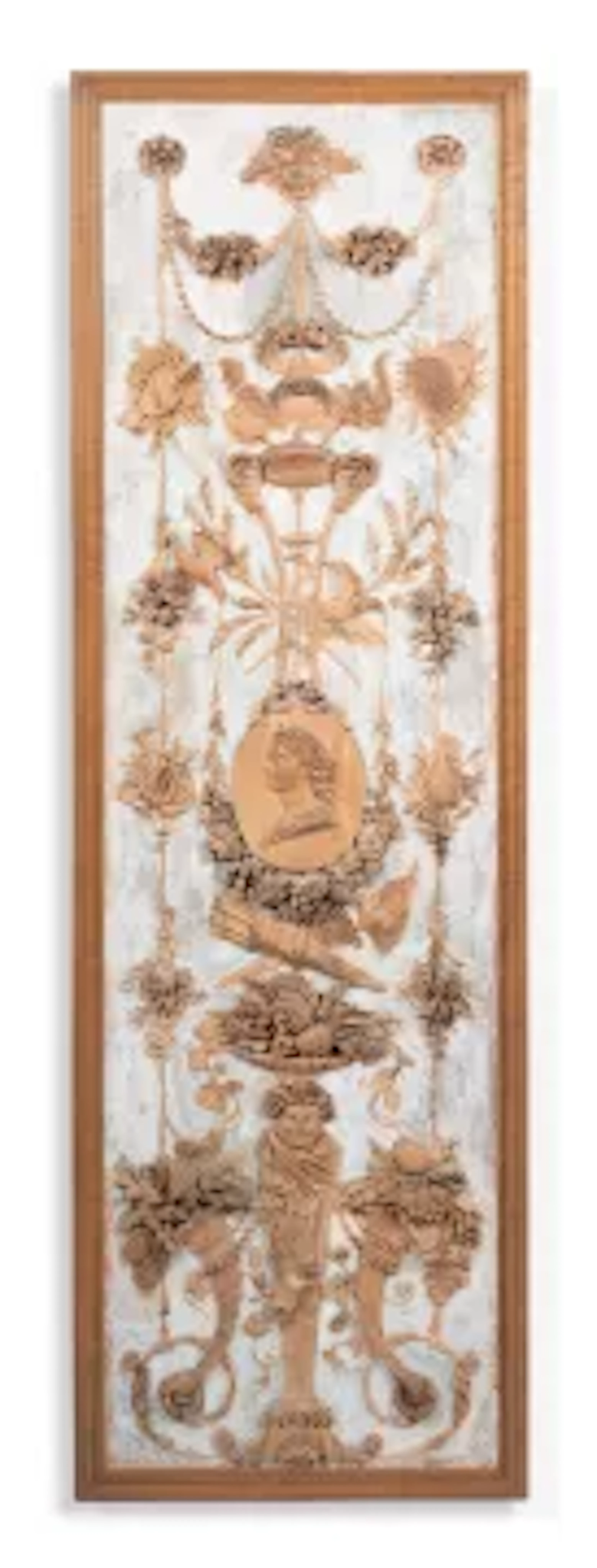 AN EARLY LOUIS XVI CARVED LIMEWOOD AND LIMED RECTANGULAR BOISERIE