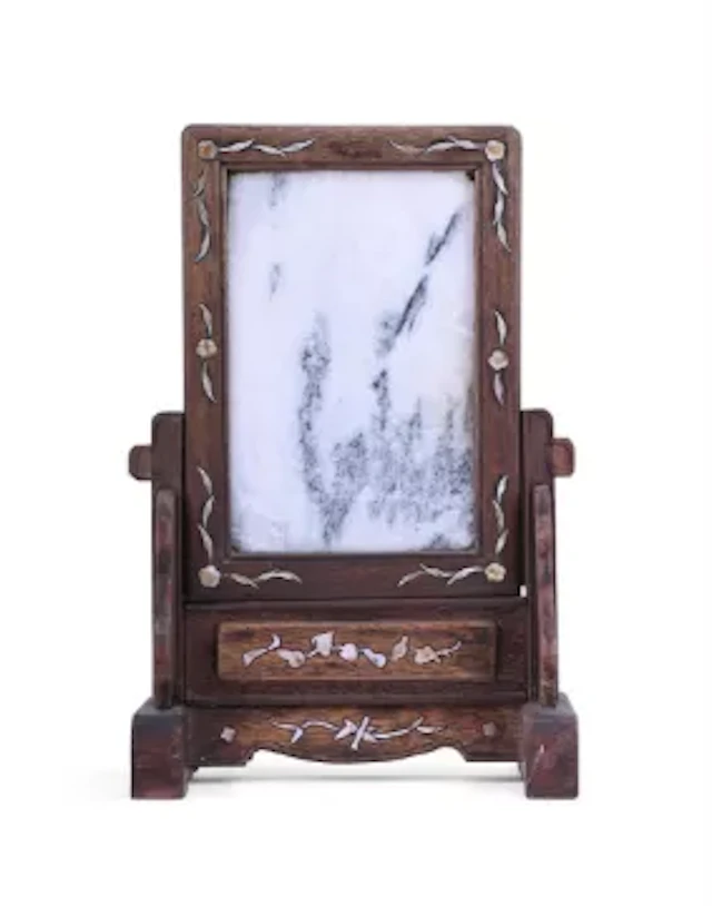 A Chinese 'dreamstone' table screen