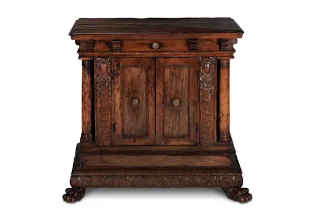 A WALNUT CUPBOARD, TUSCAN, 17TH CENTURY AND LATER