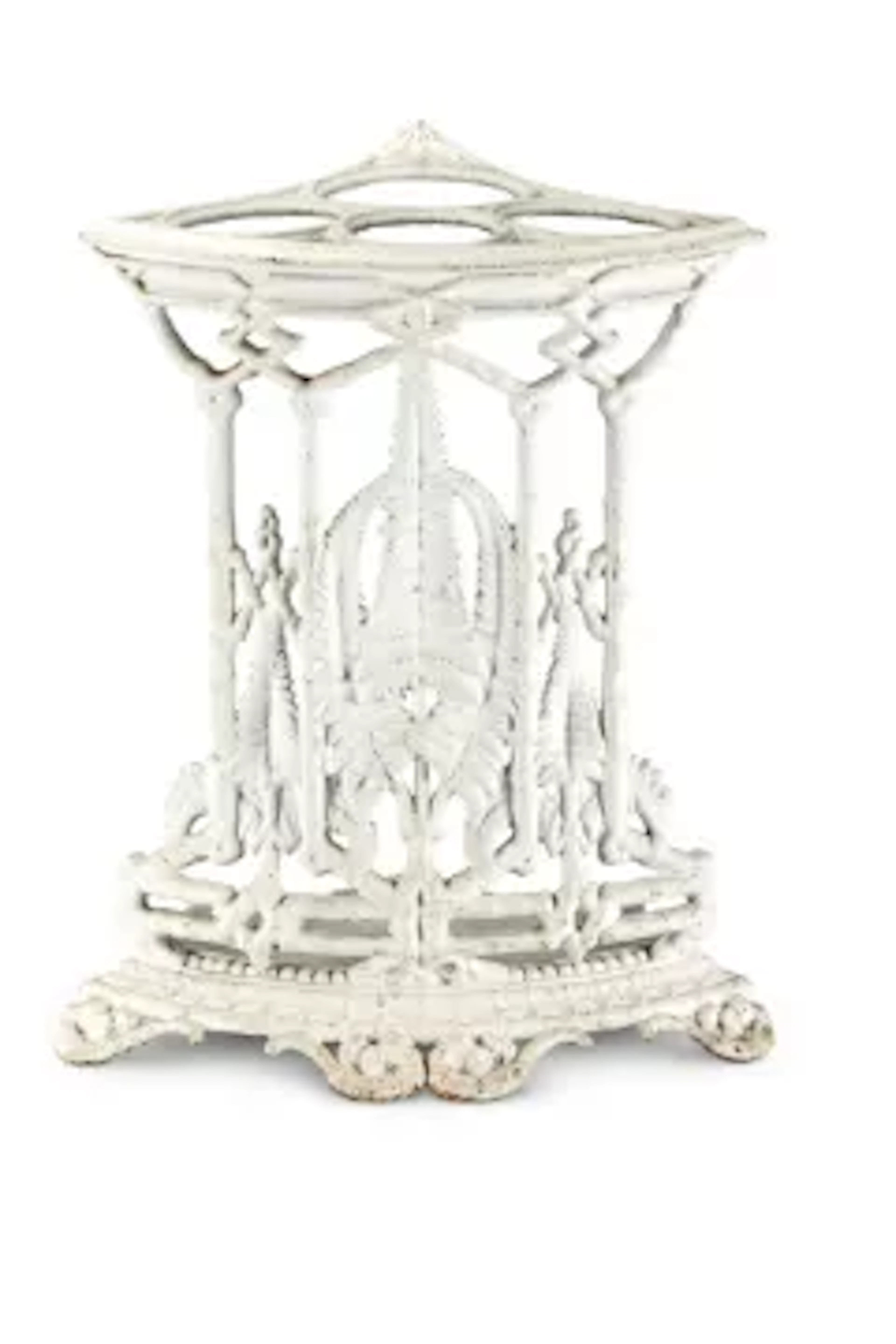 A VICTORIAN CAST IRON CORNER STICKSTAND, ALMOST CERTAINLY BY COALBROOKDALE