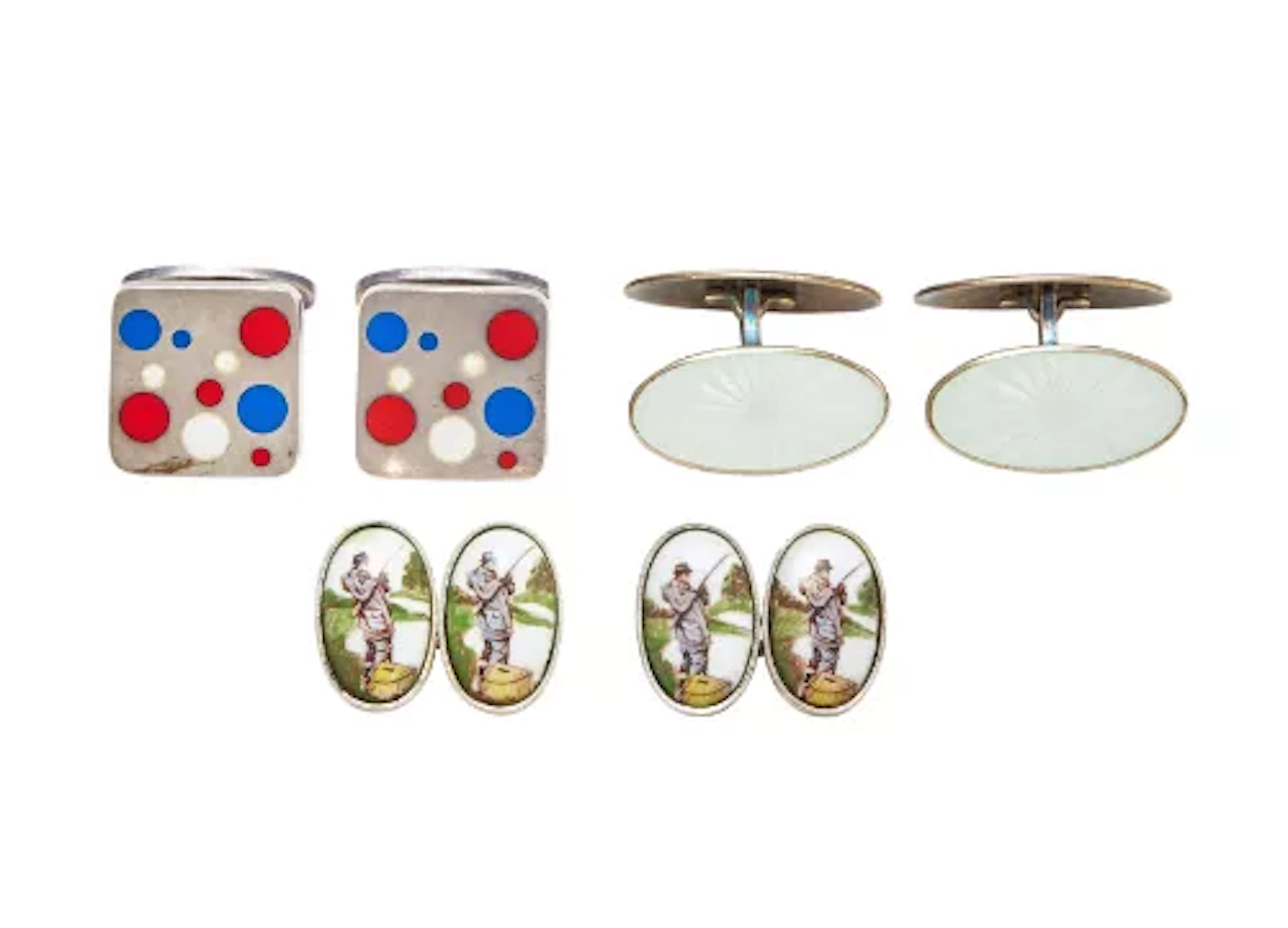 GEORG JENSEN, A PAIR OF ENAMELLED CUFFLINKS