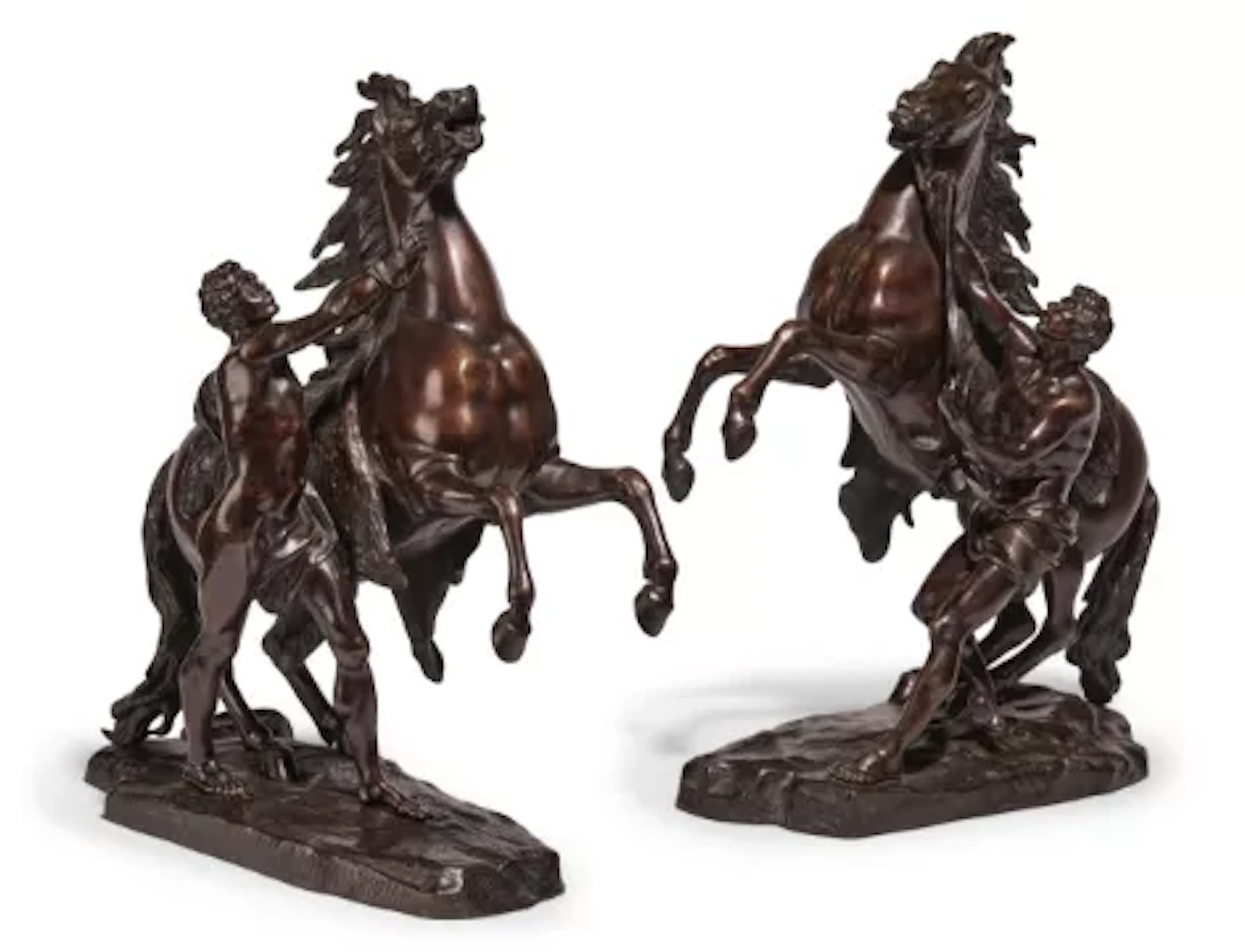 AFTER GUILLAUME COUSTOU (FRENCH 1677-1746), A LARGE PAIR OF BRONZE