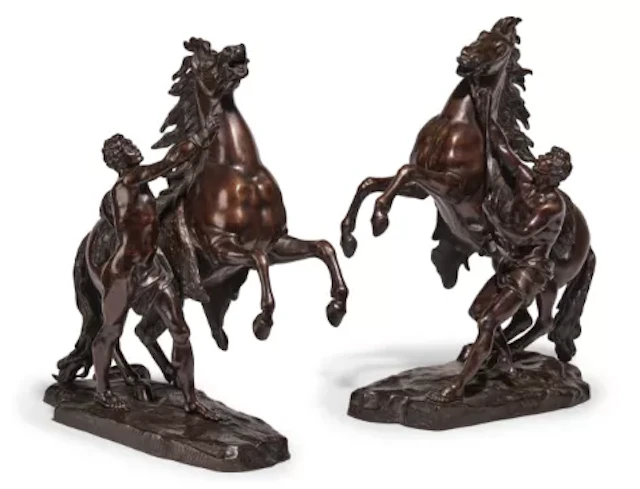 AFTER GUILLAUME COUSTOU (FRENCH 1677-1746), A LARGE PAIR OF BRONZE