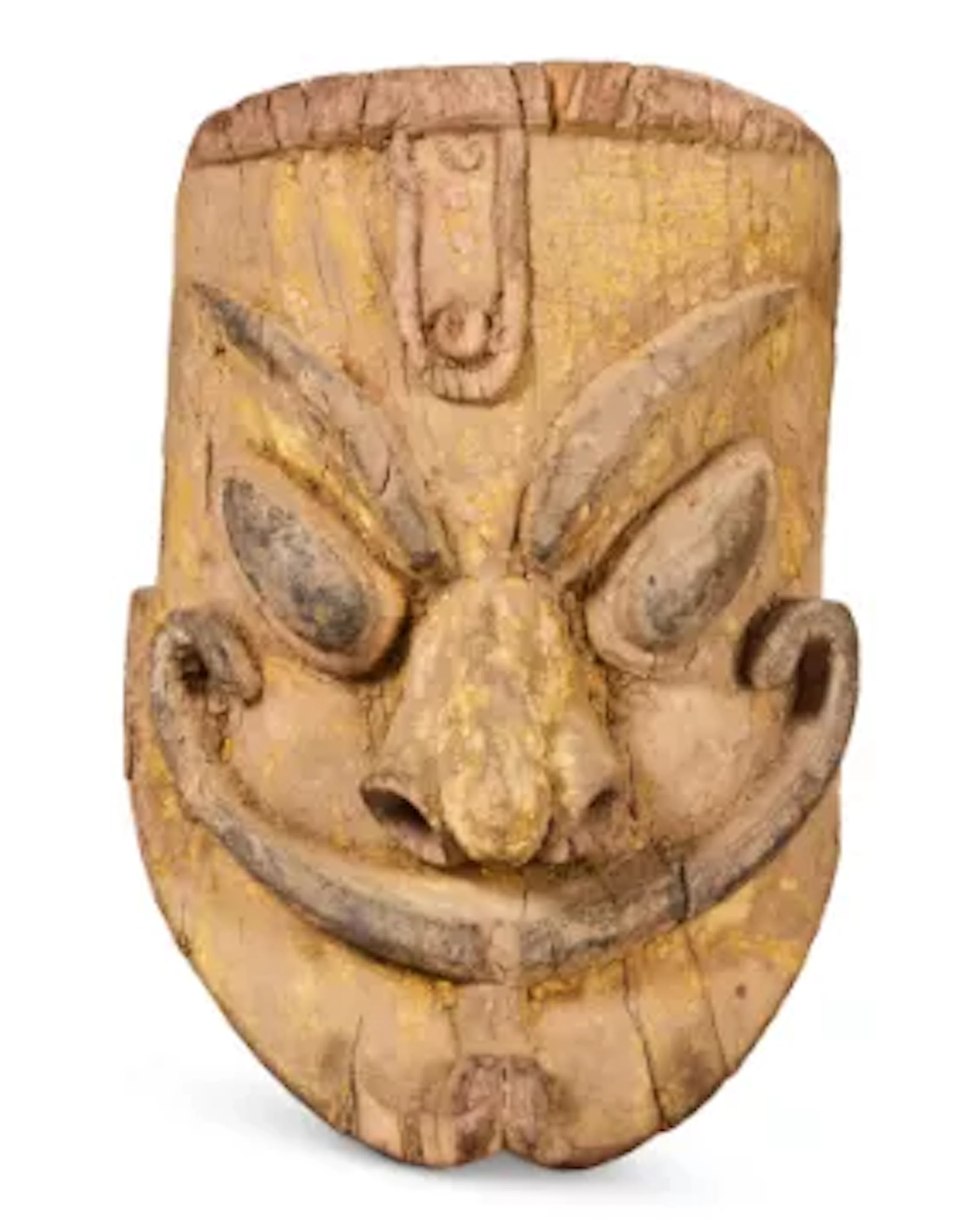 A LARGE PAINTED WOOD CEREMONIAL MASK, ORISSA, INDIA, CIRCA 1920