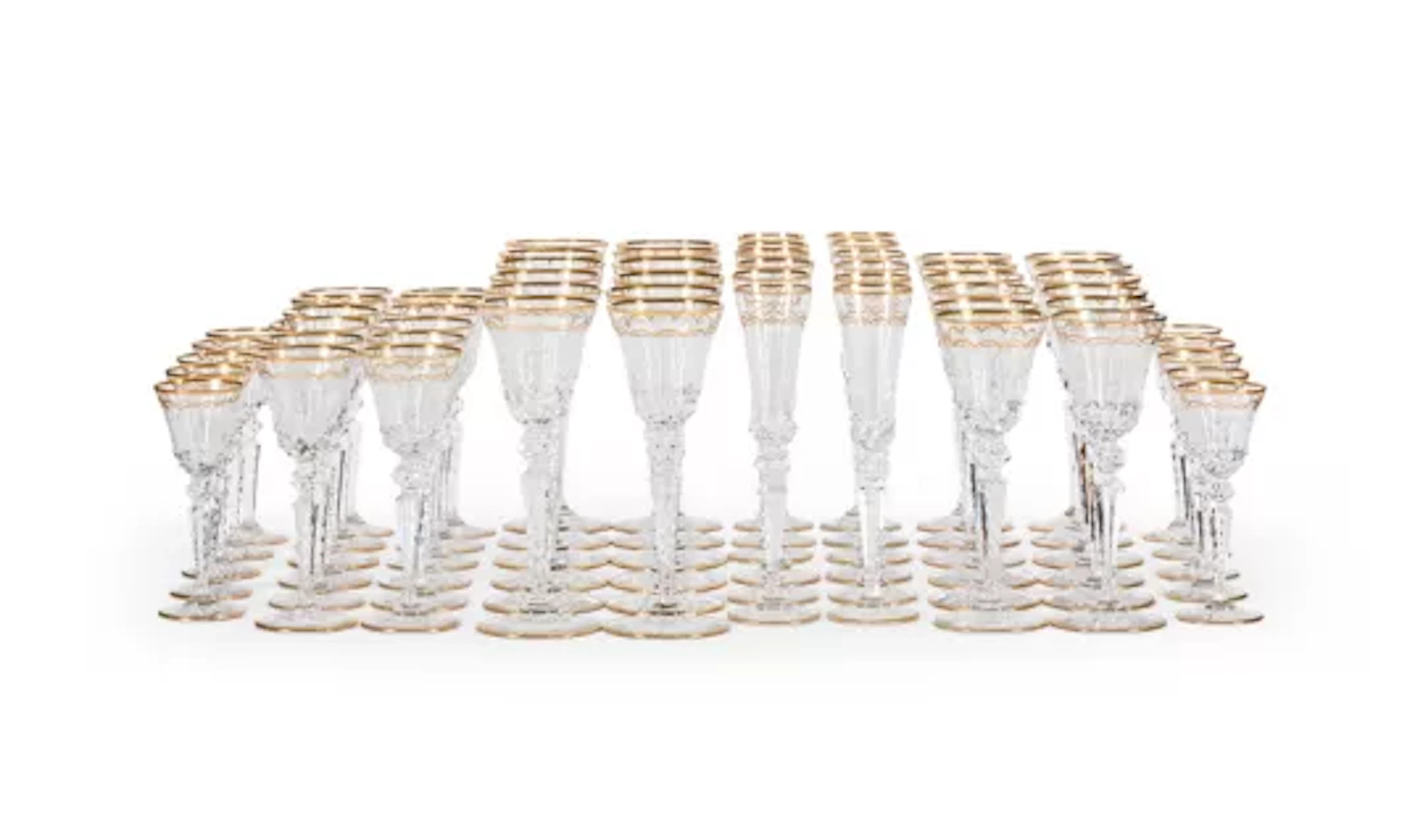 ST. LOUIS, EXCELLENCE, A CUT GLASS AND GILT PART TABLE SERVICE, MODERN