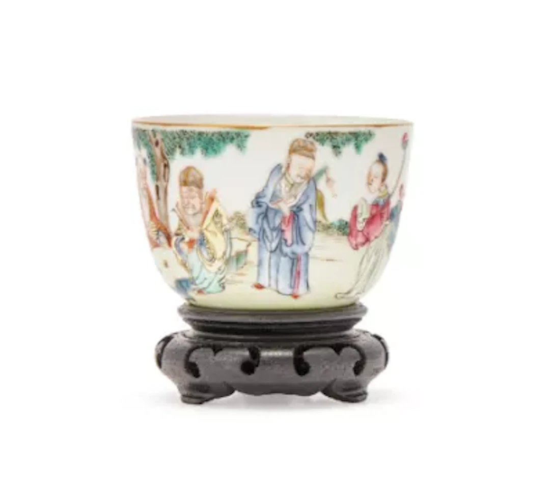 A Chinese Famille Rose 'Eight Immortals' tea cup, 19th century