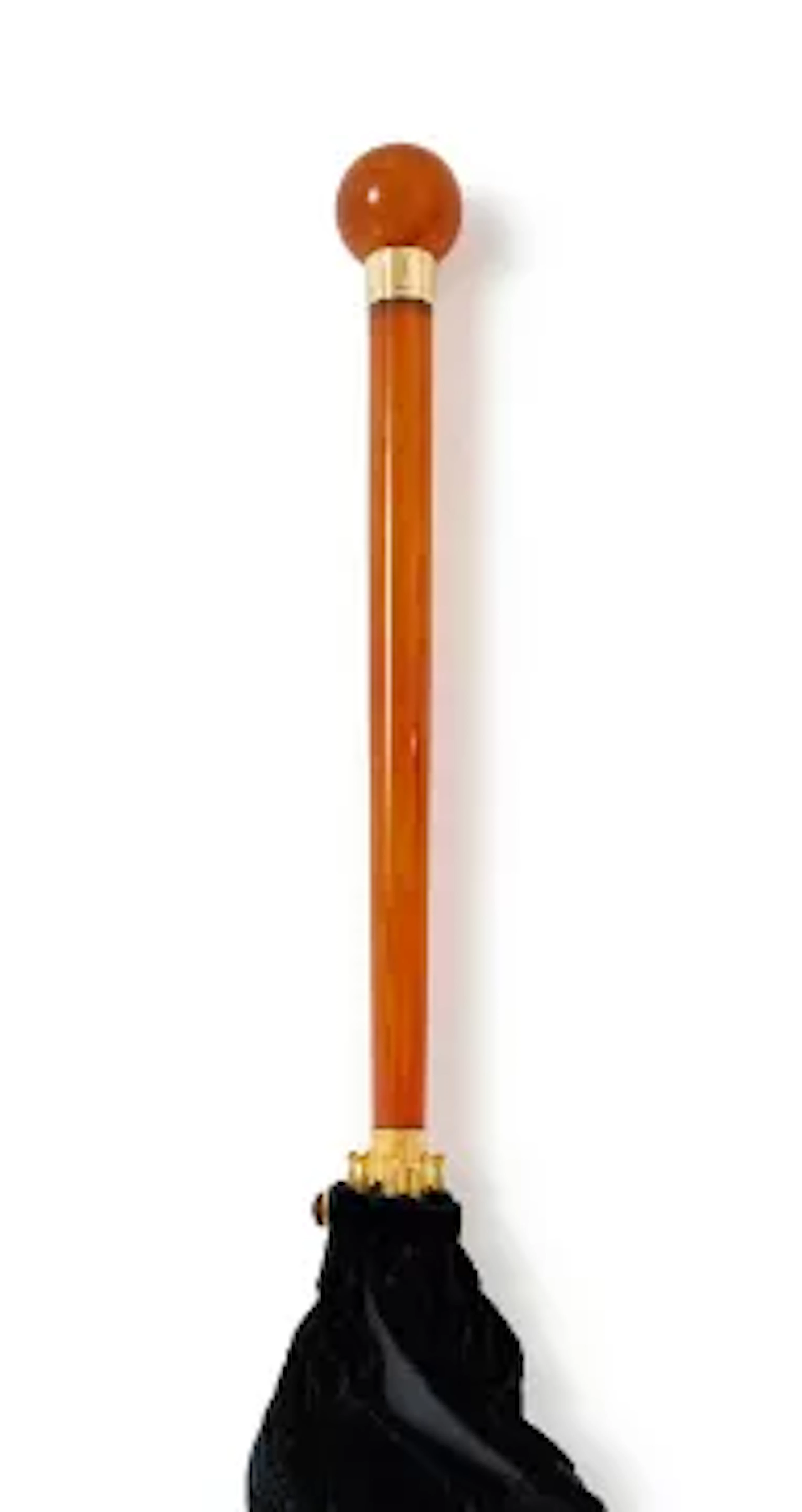 AN EDWARDIAN 18 CARAT GOLD MOUNTED AND PRESSED AMBER PARASOL, BRIGG
