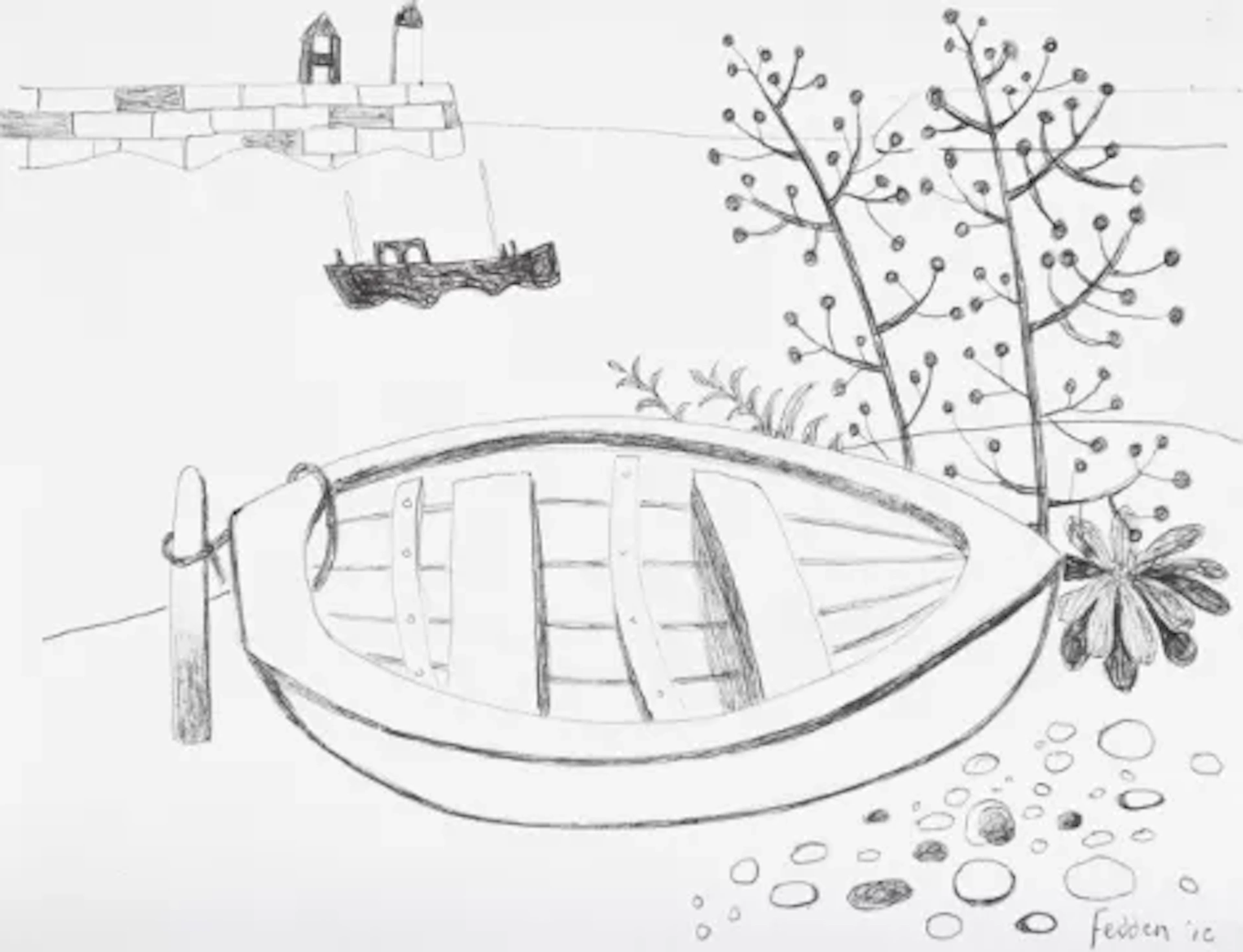 λ MARY FEDDEN (BRITISH 1915-2012), MOORED BOAT
