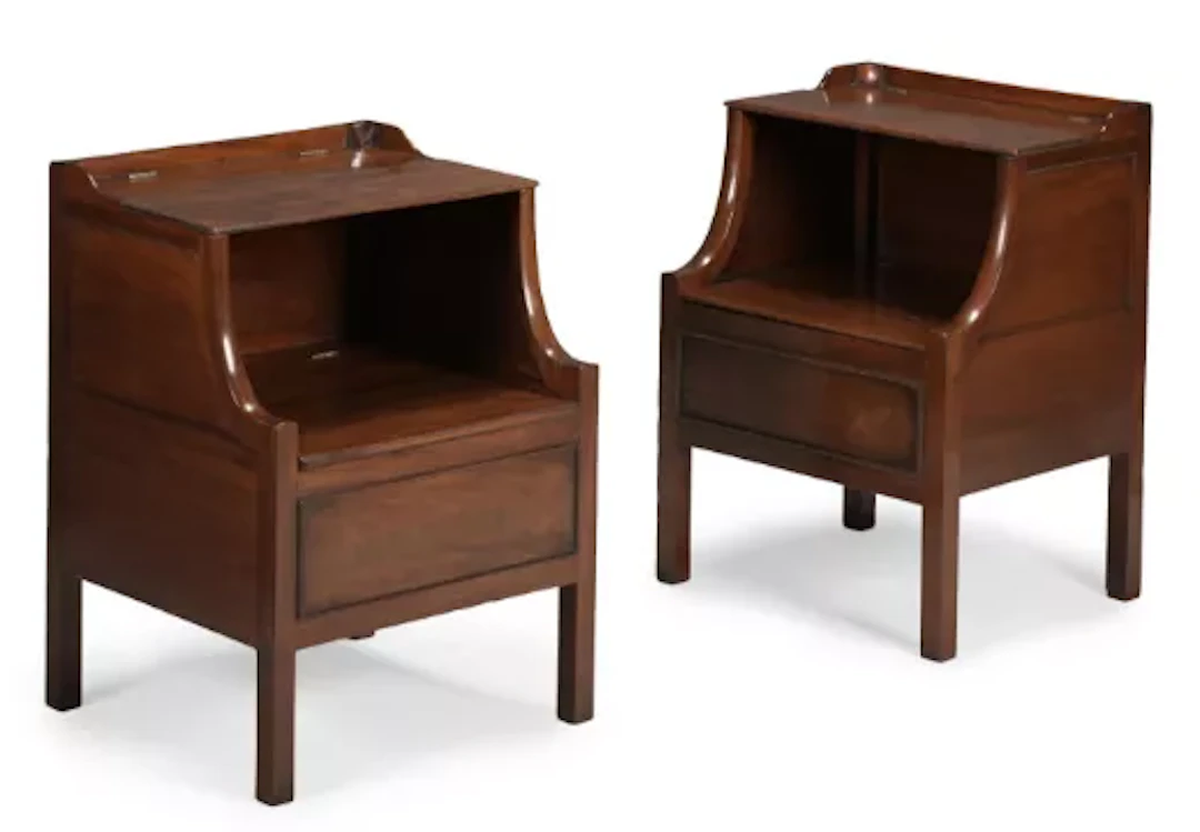 A MATCHED PAIR OF GEORGE III MAHOGANY BEDSIDE CUPBOARDS, CIRCA 1780
