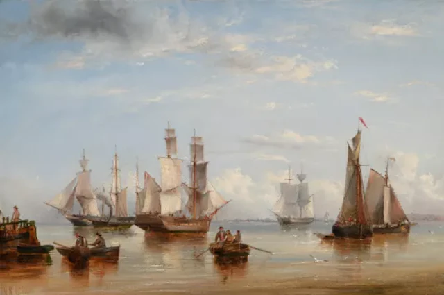 HENRY REDMORE (BRITISH 1820-1887), SHIPPING VESSELS OFF THE COAST