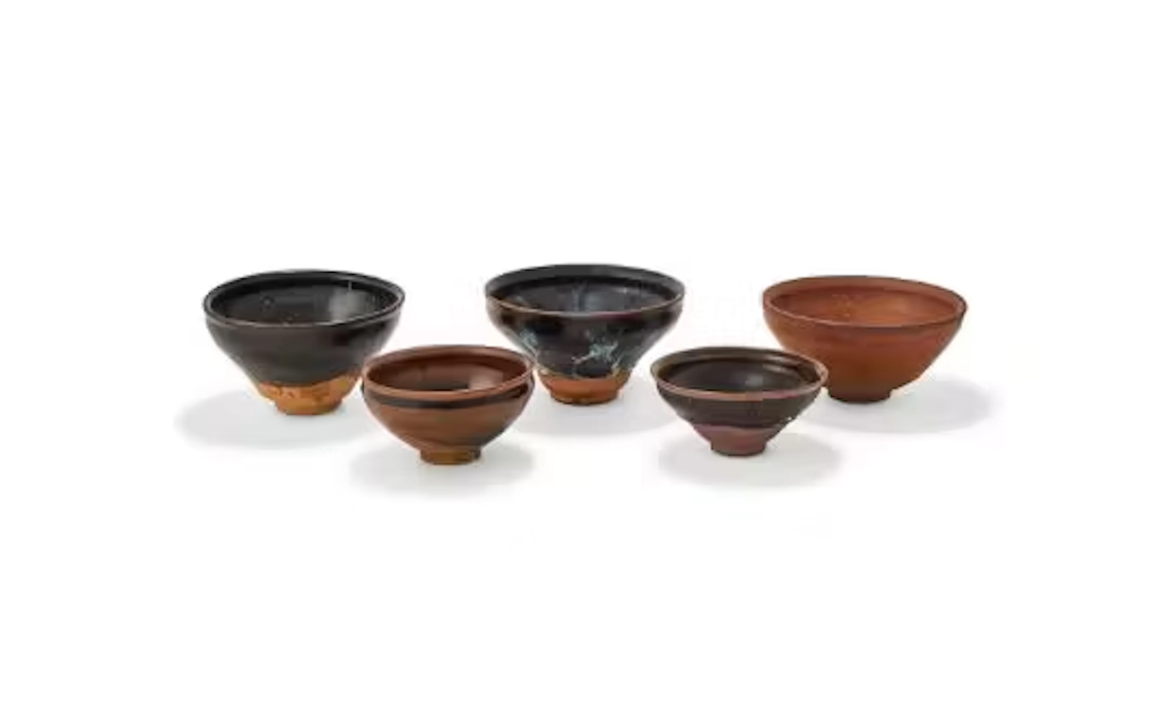 Five Jian black glazed bowls